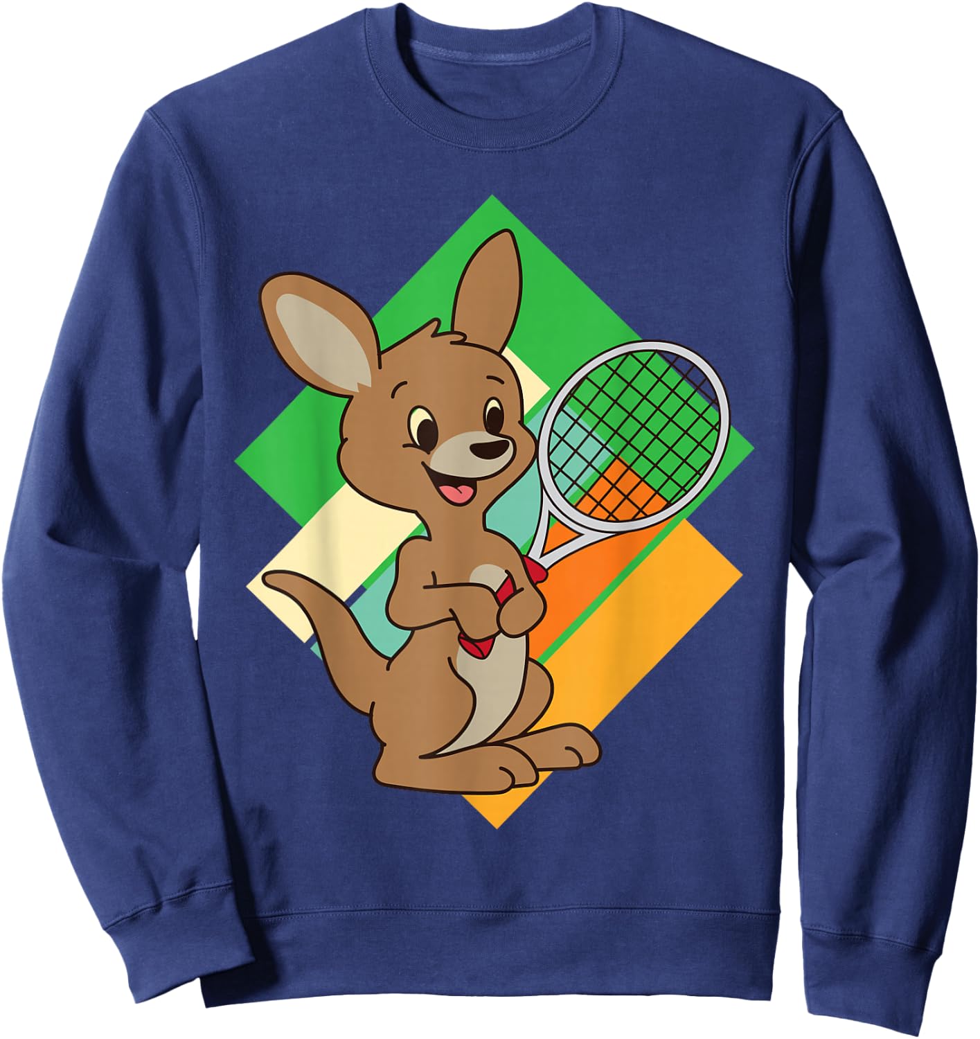 Kangaroo Tennis Player Sports Design Tennis Racket Sweatshirt - Sweatshirt | Navy