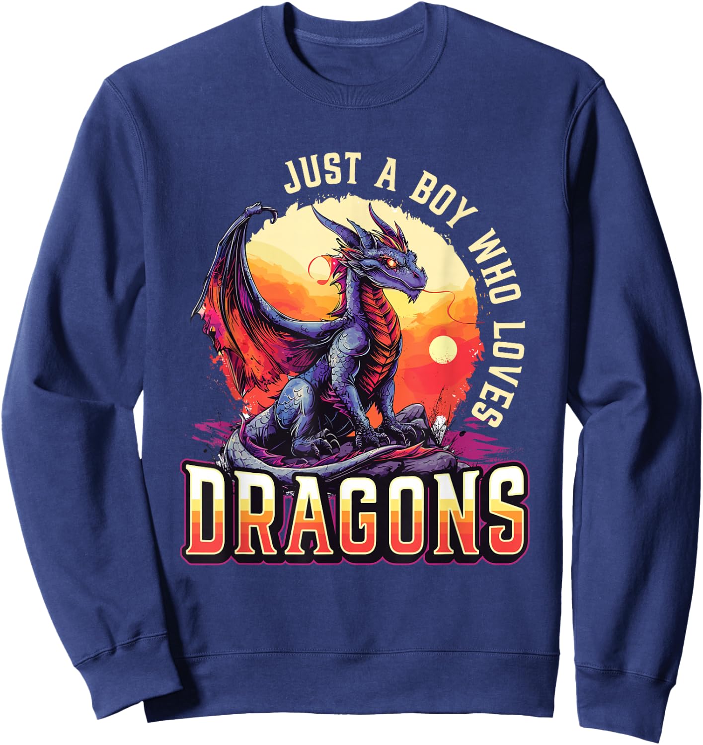 Just A Boy Who Loves Dragons - Boys Dragon Sweatshirt - Sweatshirt | Navy