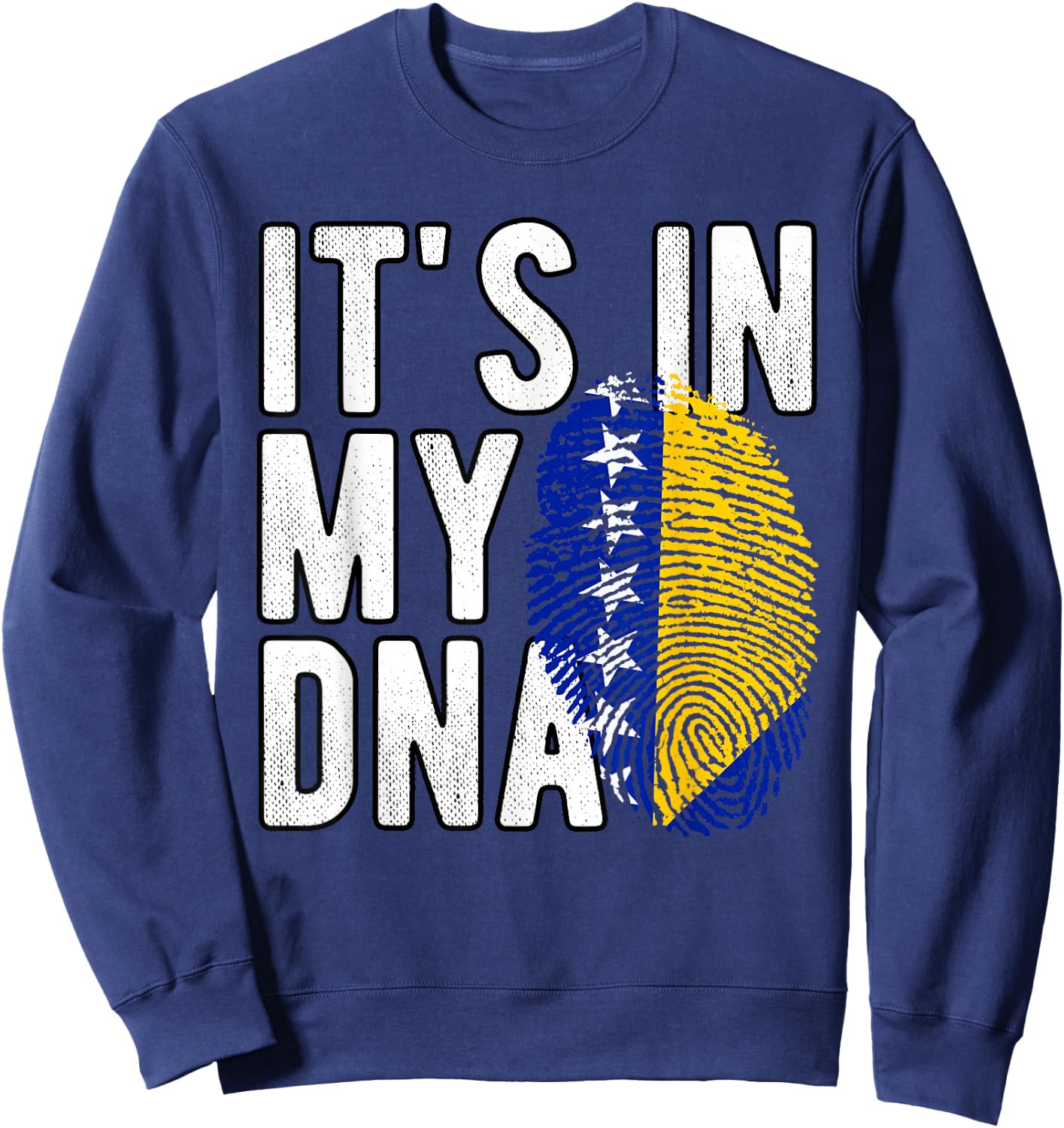 Funny It's in My DNA Bosnien und Herzegowina Flagge Fingerabdruck Sweatshirt - Sweatshirt | Navy