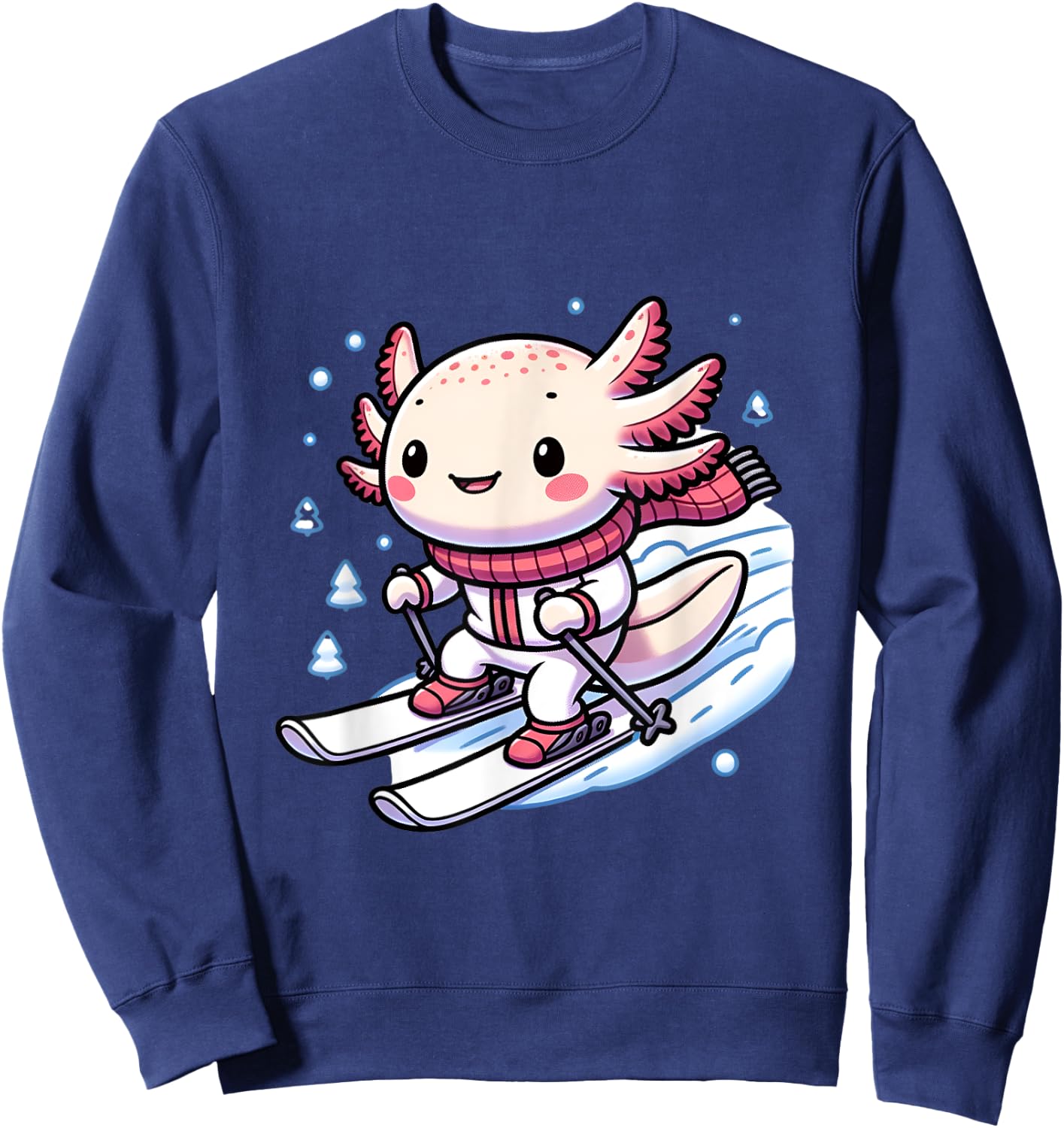 Cute axolotl skiing ski winter sports Sweatshirt - Sweatshirt | Navy
