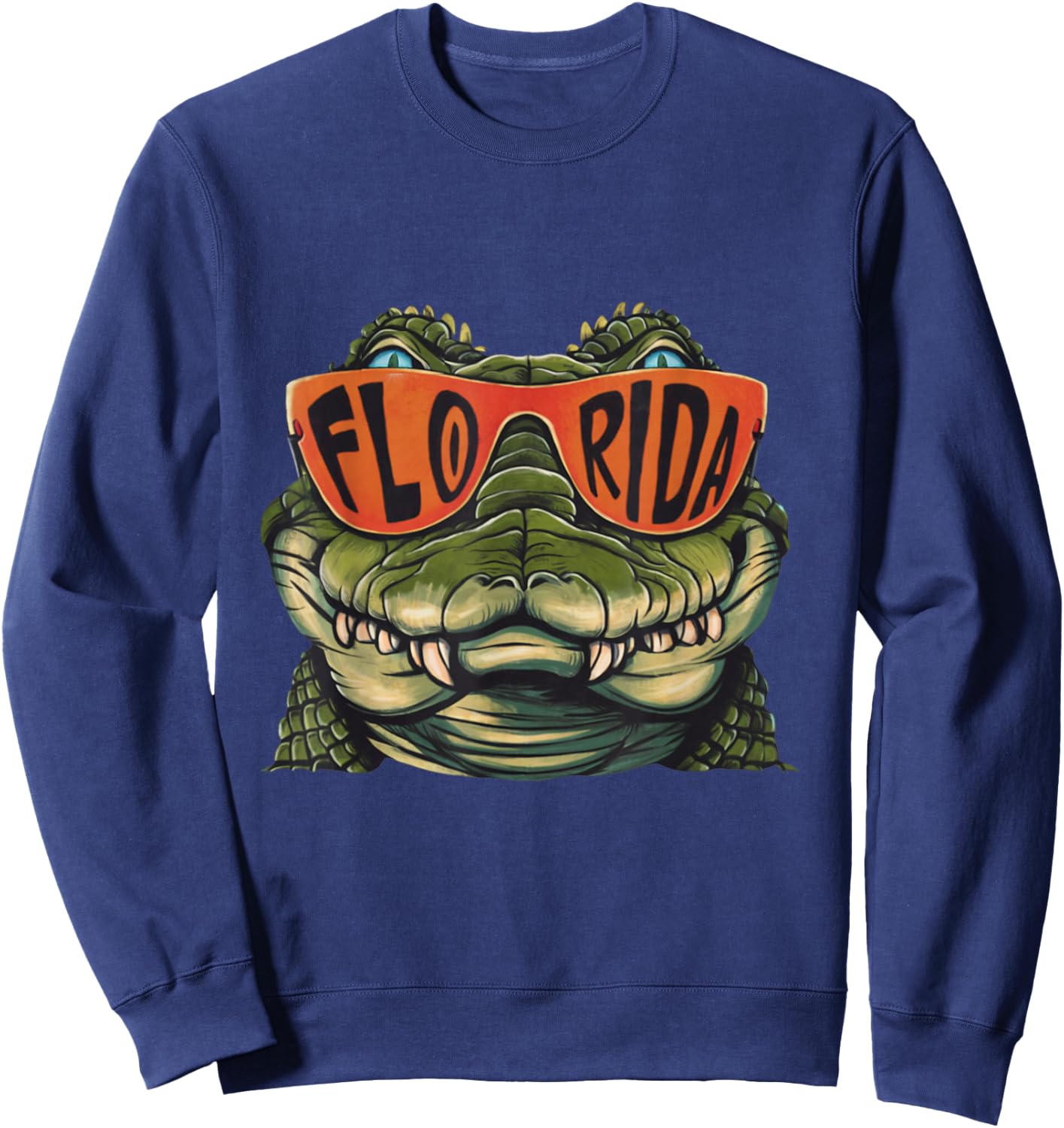 Florida Alligator Wearing Retro Style Sunglasses Animal Art Sweatshirt - Sweatshirt | Navy