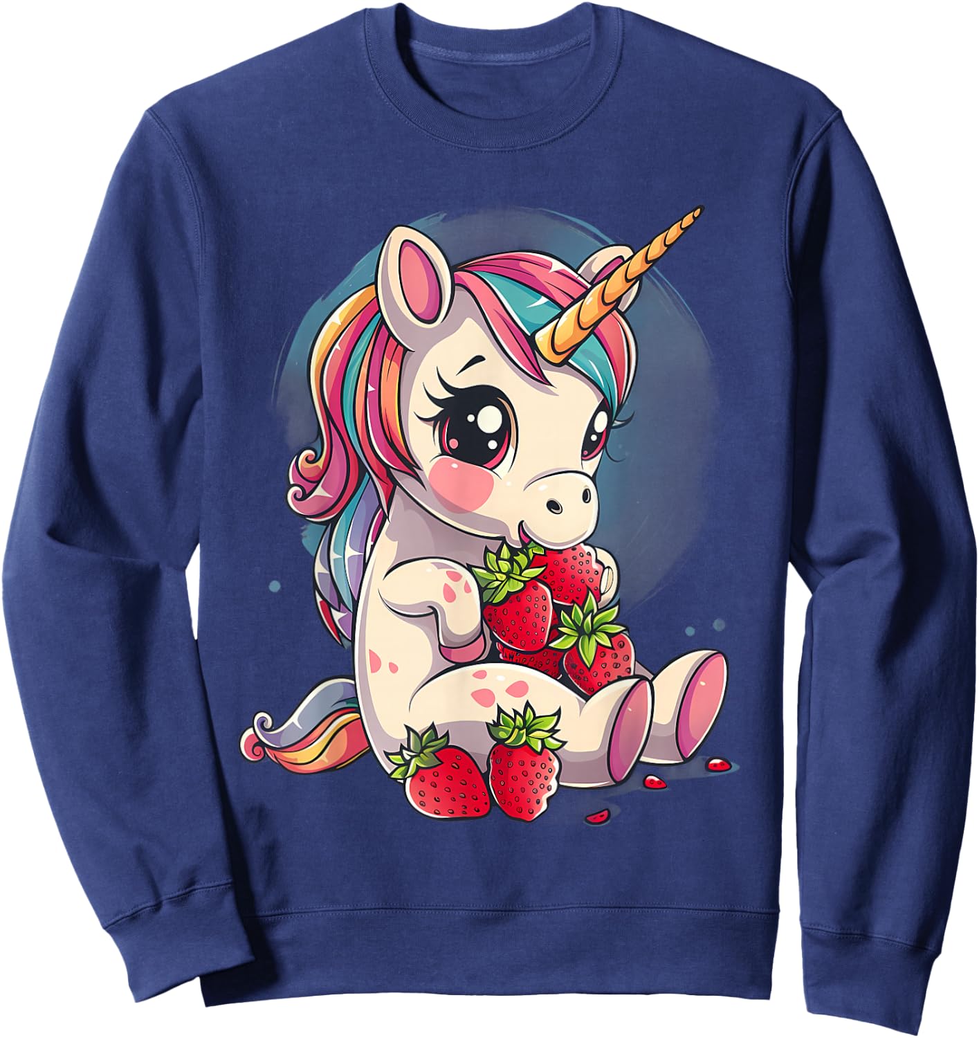 Strawberry Unicorn Cute Fruit Animal Lovers Colourful Sweatshirt - Sweatshirt | Navy