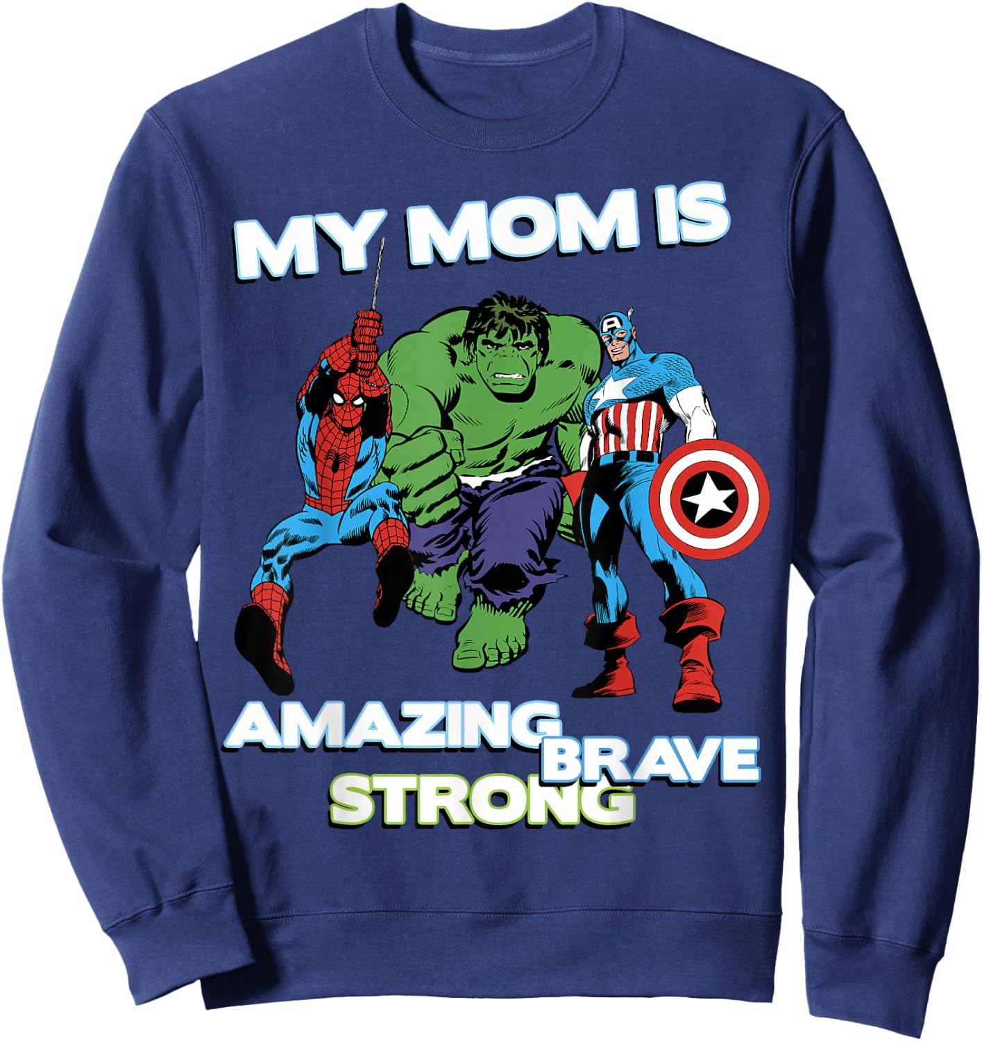 Marvel Avengers My Mom Is Amazing Brave Strong Chest Logo Sweatshirt - Sweatshirt | Navy