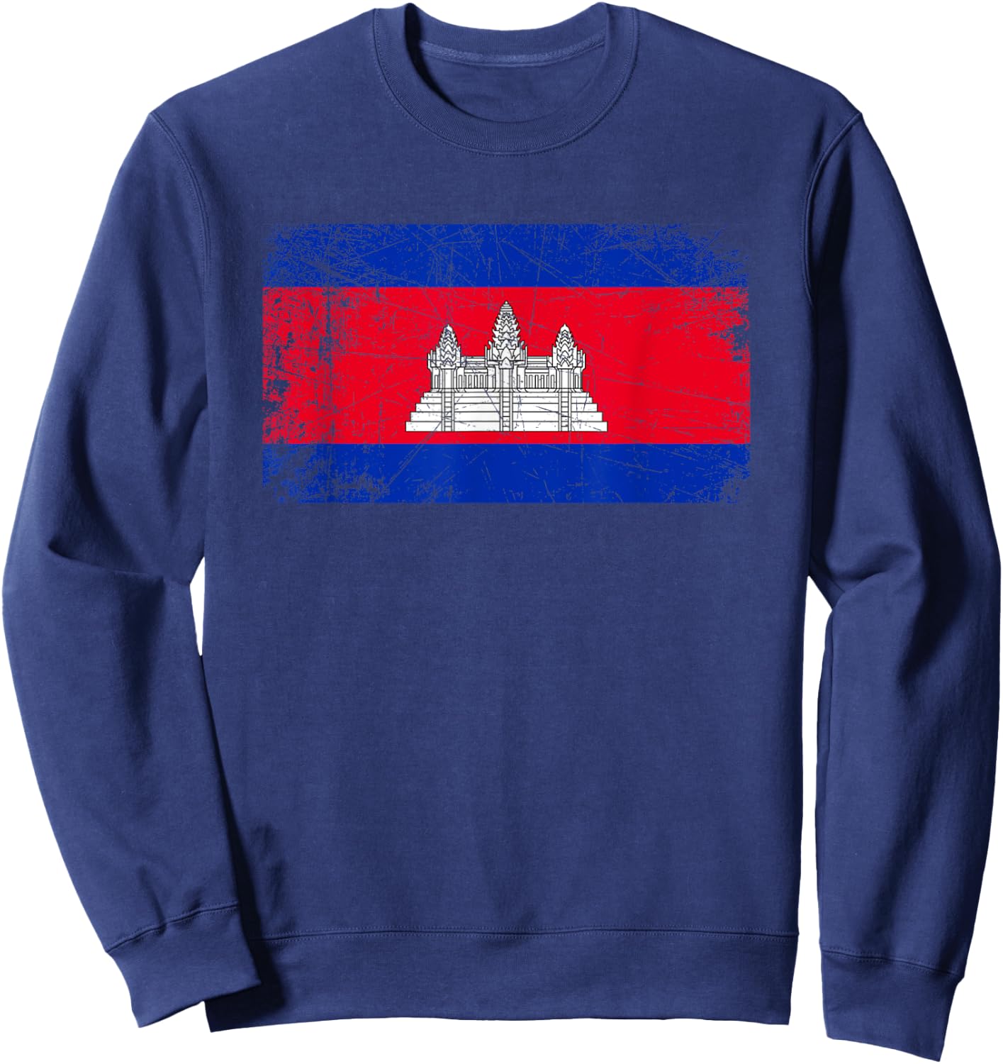 Vintage Made In CAMBODIA CAMBODIAN Flag Gift Sweatshirt - Sweatshirt | Navy