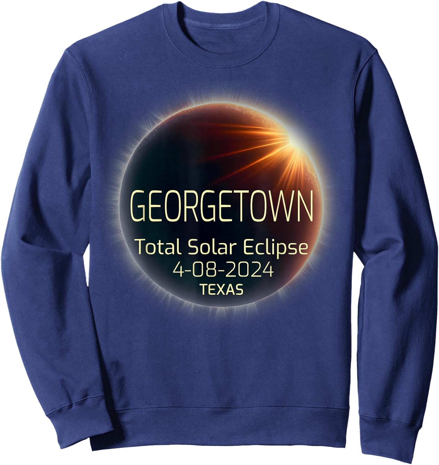 Georgetown Total Solar Eclipse April 8 2024 Texas Eclipse Sweatshirt - Sweatshirt | Navy