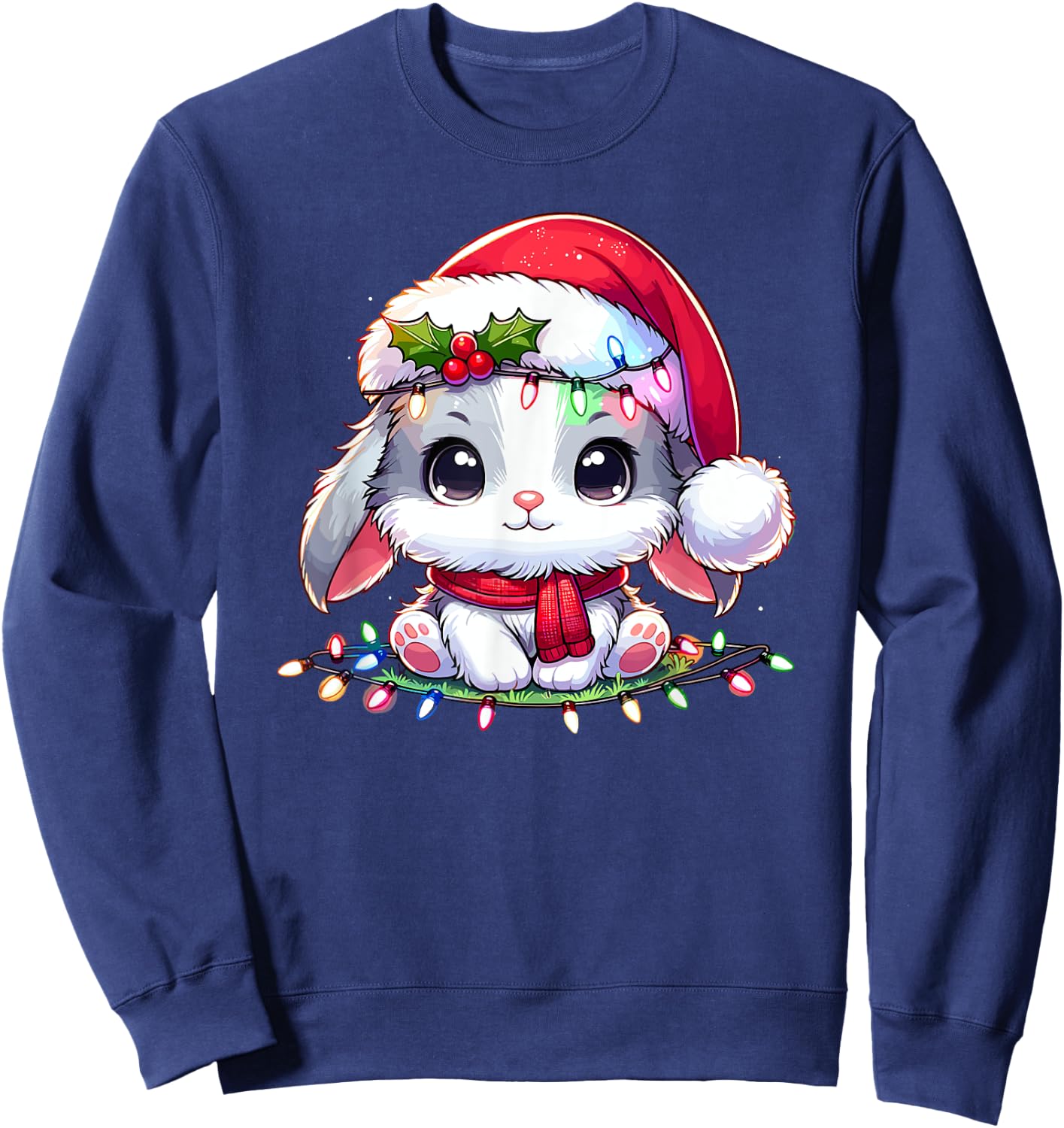 Christmas Hat Rabbit Bunnies Bunny Rabbits Sweatshirt - Sweatshirt | Navy