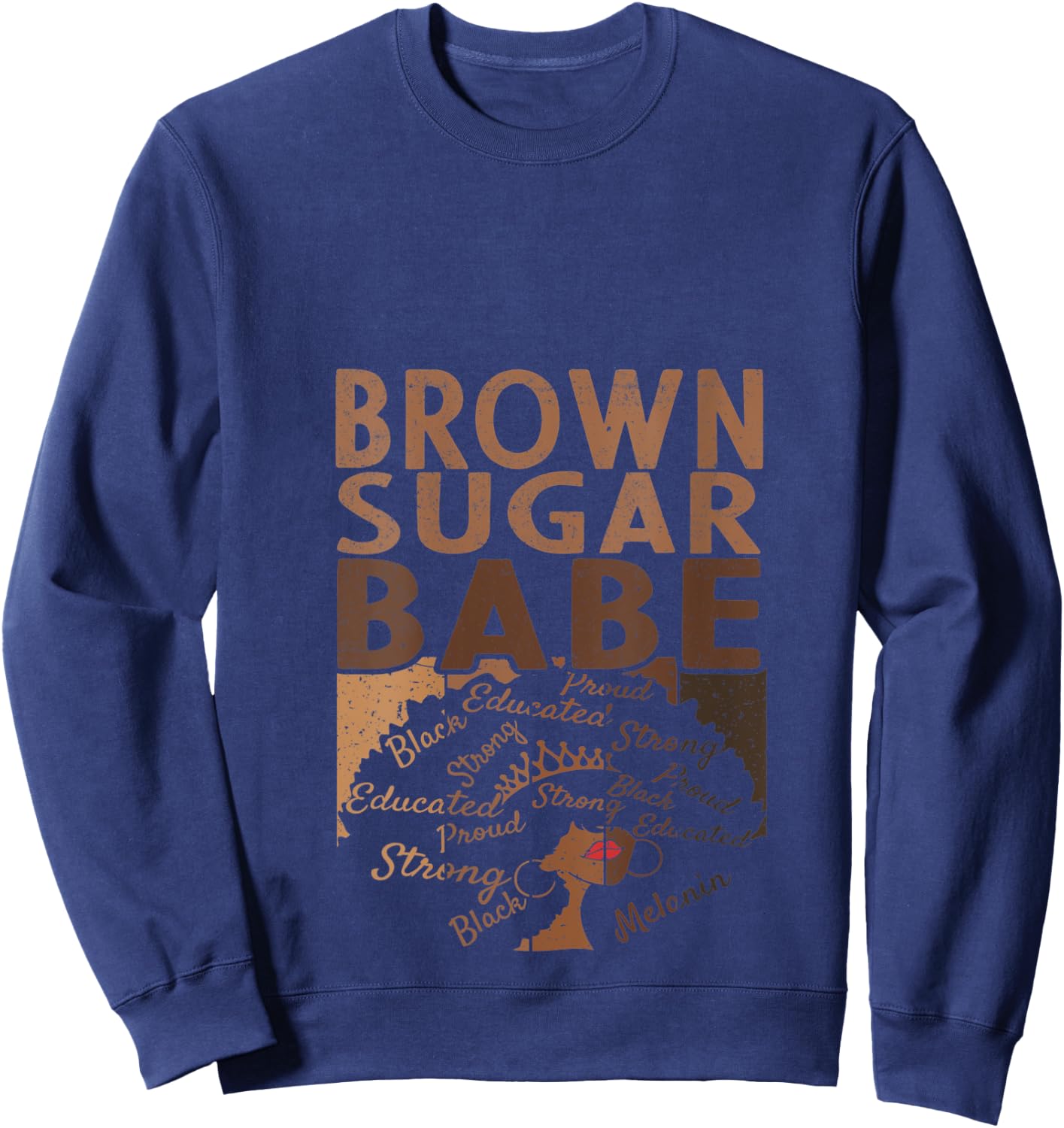 Brown Sugar Babe Black Pride Shirts Melanin V-Neck Sweatshirt - Sweatshirt | Navy