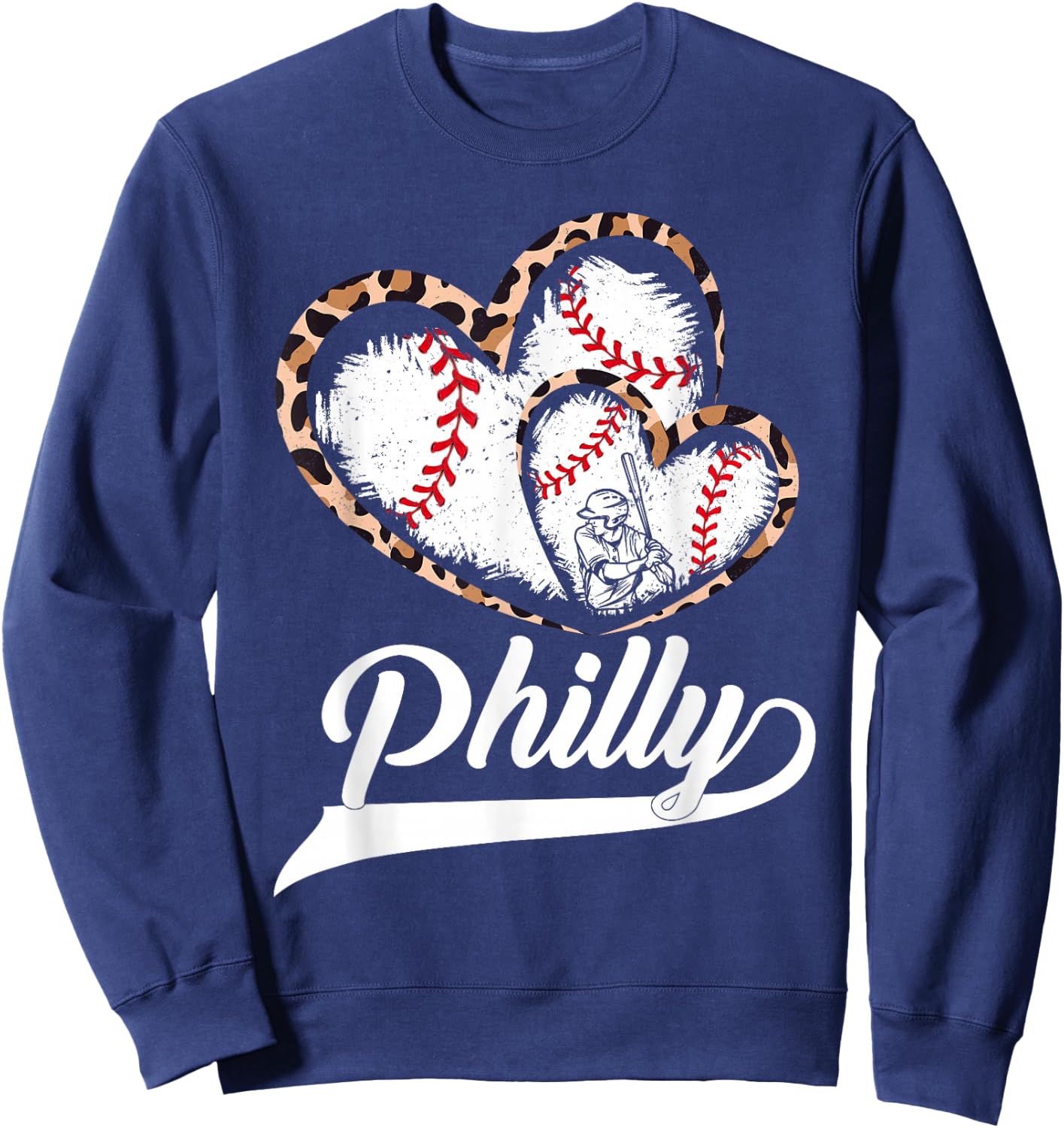 Philadelphies Souvenir Leopard Heart I Love Philadelphies Sweatshirt - Sweatshirt | Navy