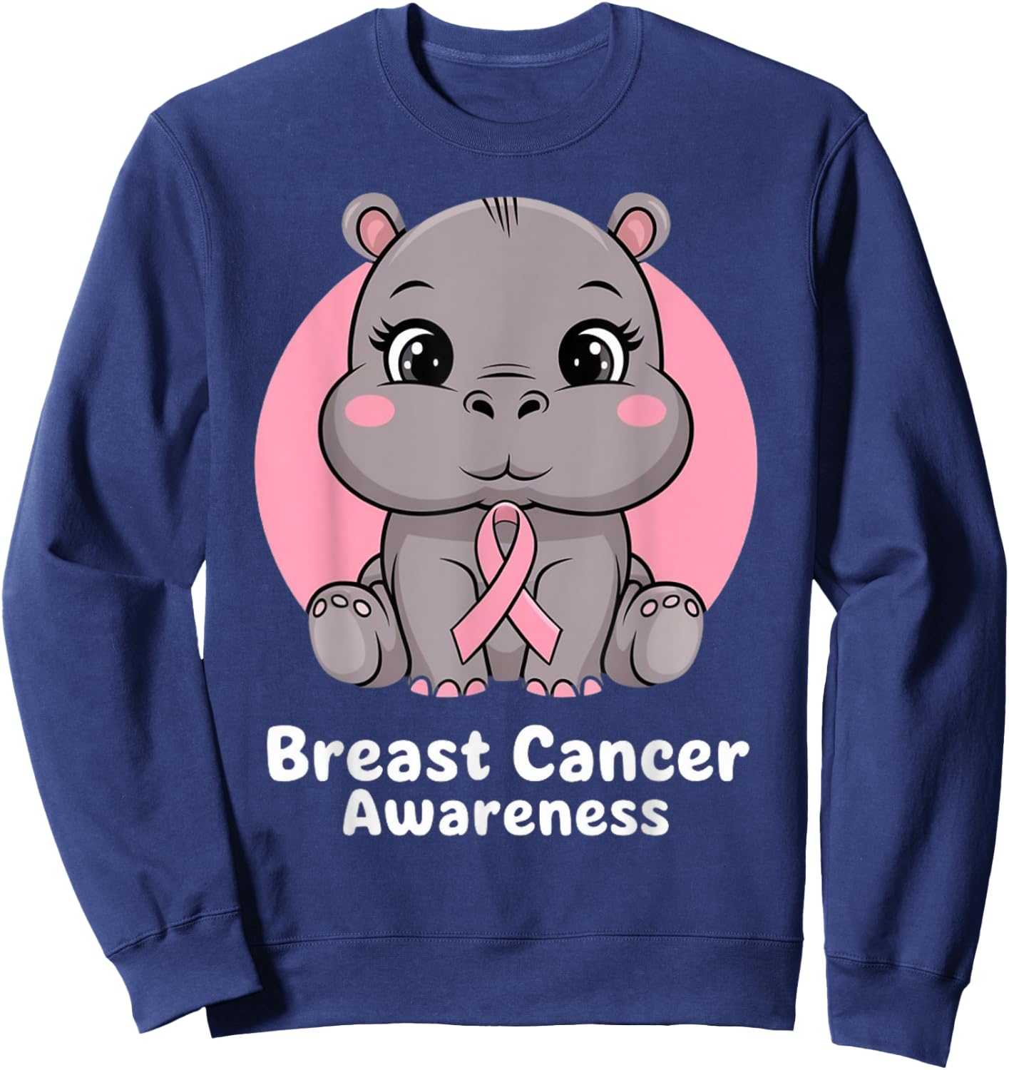 Hippo Hope Pink Ribbon Sweatshirt - Sweatshirt | Navy