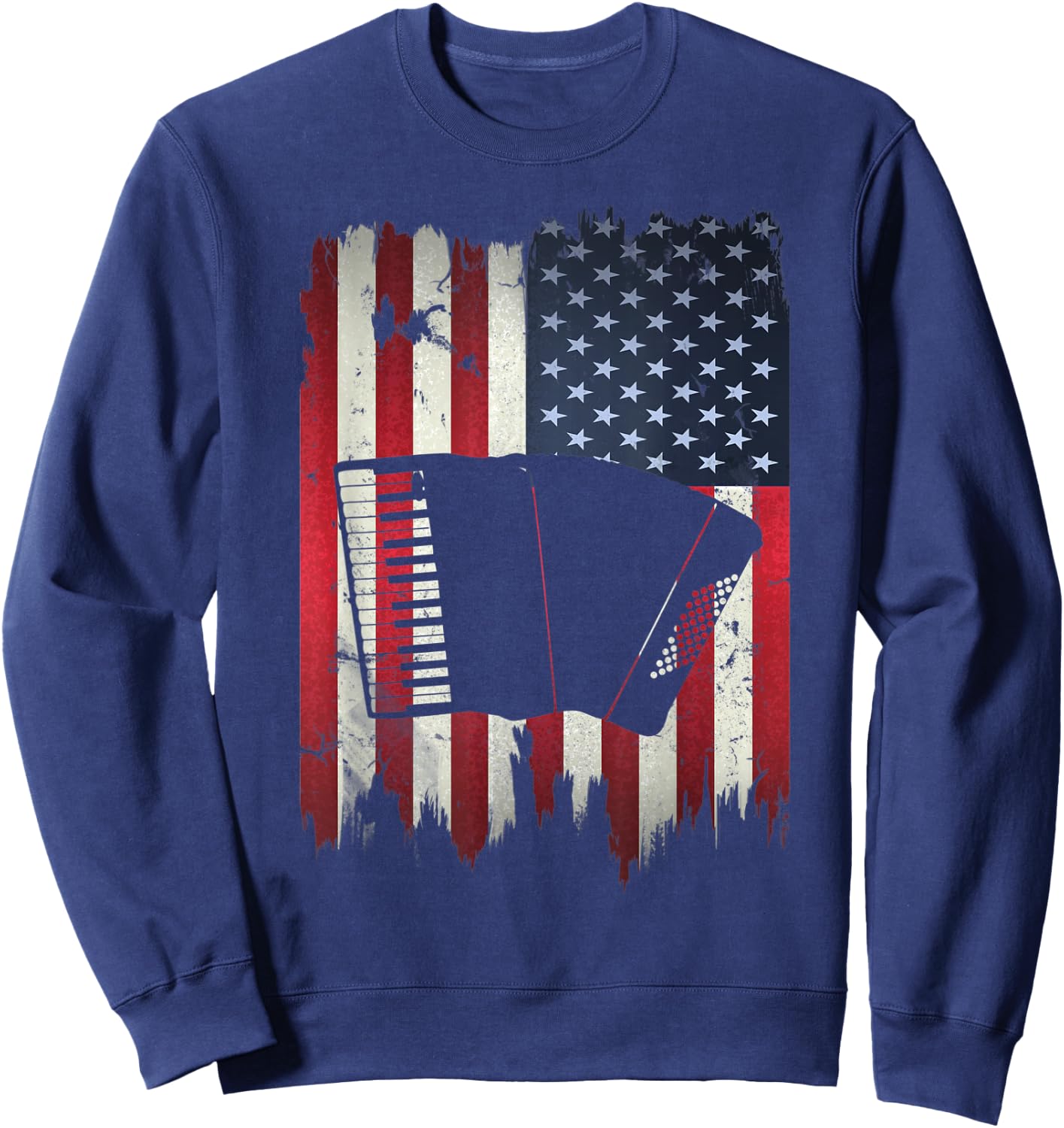 Accordion American Flag 4th of July Accordionist Patriotic Kids Men Sweatshirt - Sweatshirt | Navy