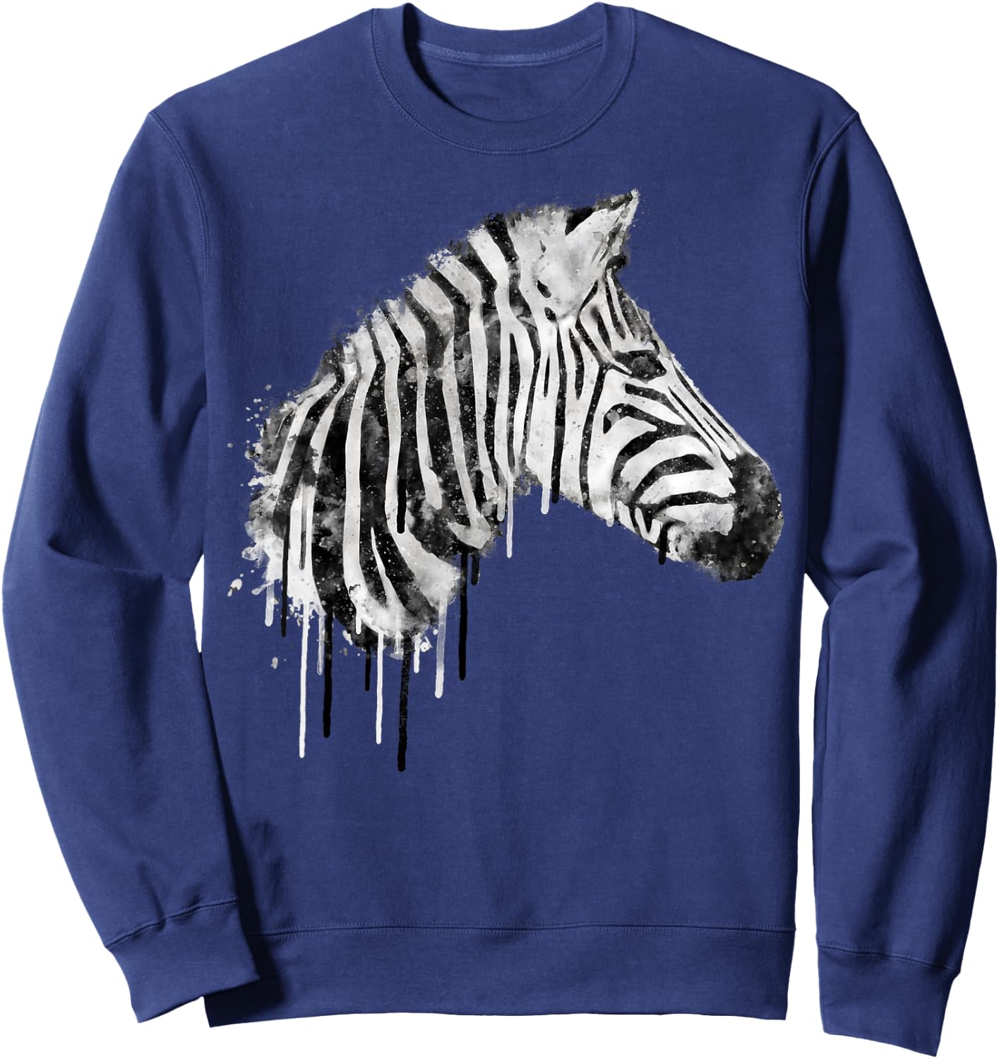 Zebra Watercolor Artistic Horse Wildlife Lovers Graphic Sweatshirt - Sweatshirt | Navy