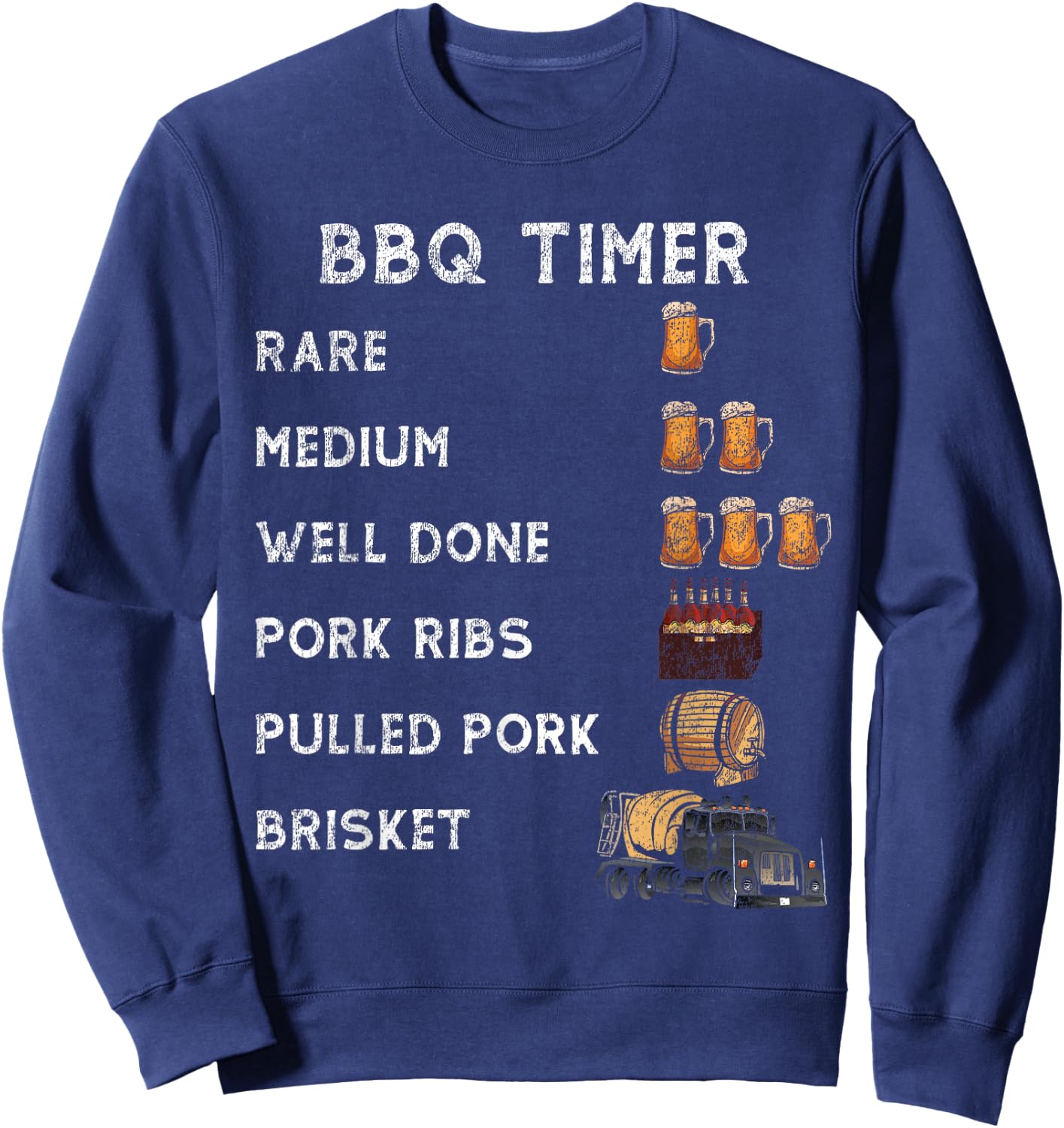 BBQ Smoker BBQ Timer Rare Pork Ribs Pulled Pork Brisket Sweatshirt - Sweatshirt | Navy