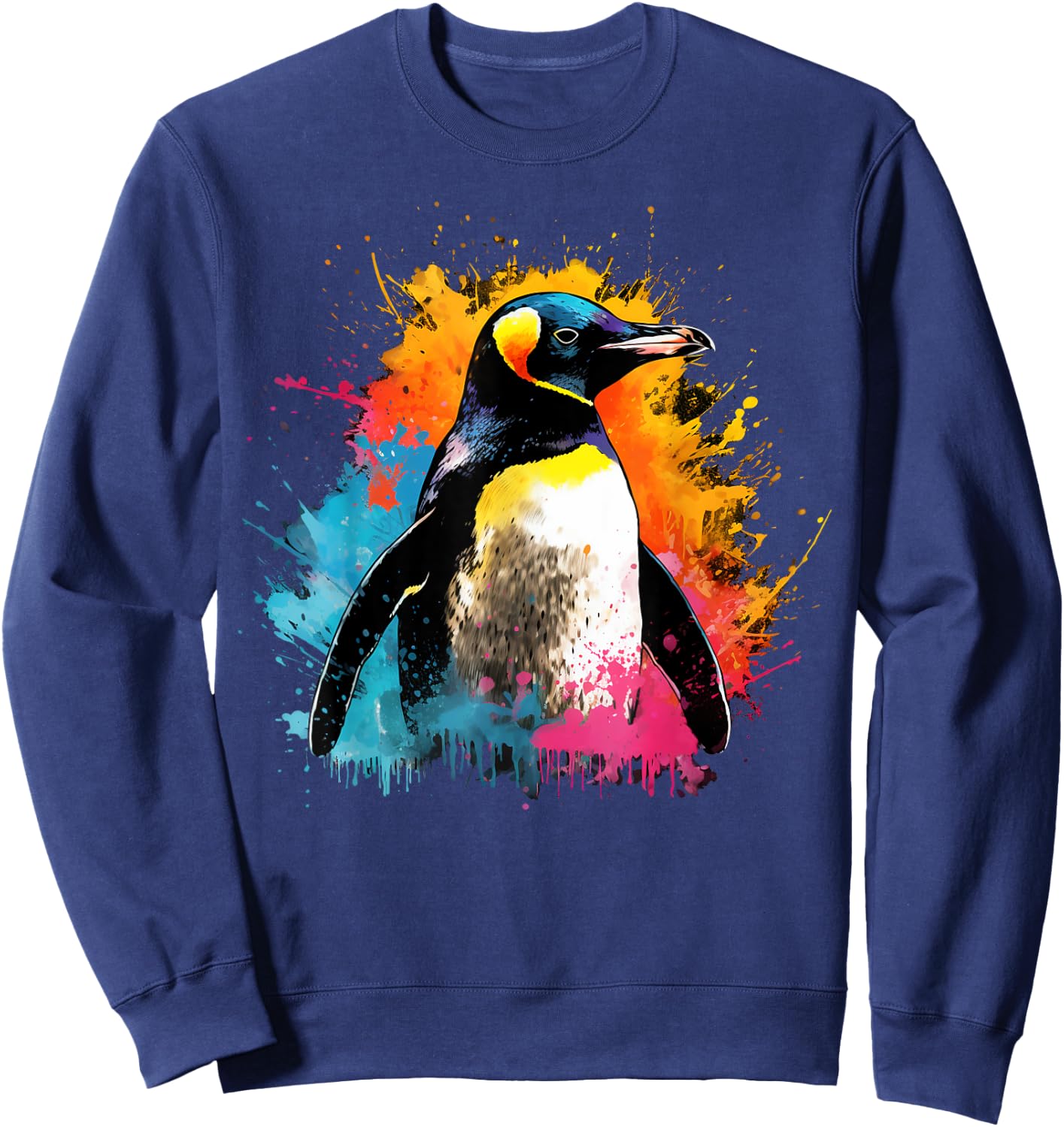 Artistic Colorful Pop Art painted Penguin Sweatshirt - Sweatshirt | Navy