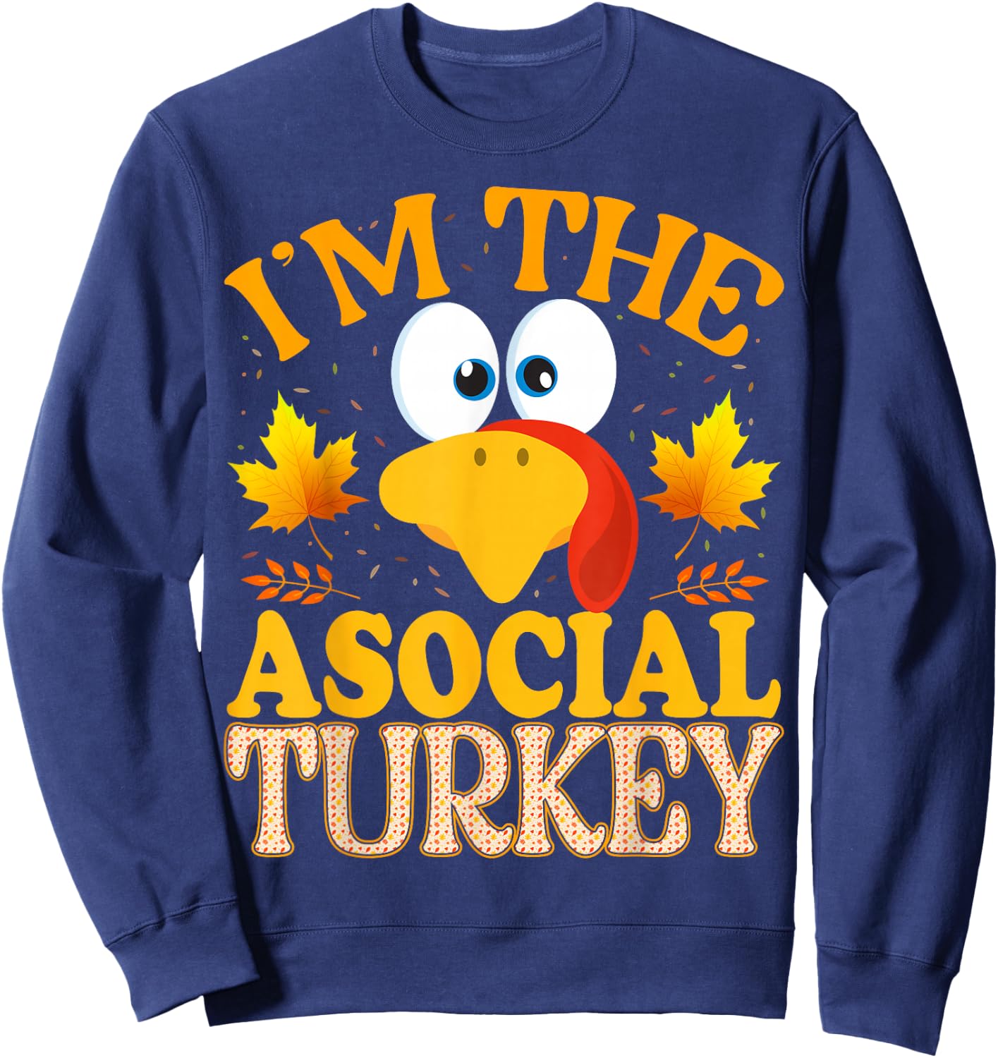 99 Gifts Thanksgiving Family Matching Pajamas - I'm The Asocial Turkey - Adults - Black - Small - Short Sleeve - Modern - Thanksgiving Sweatshirt - Sweatshirt | Navy