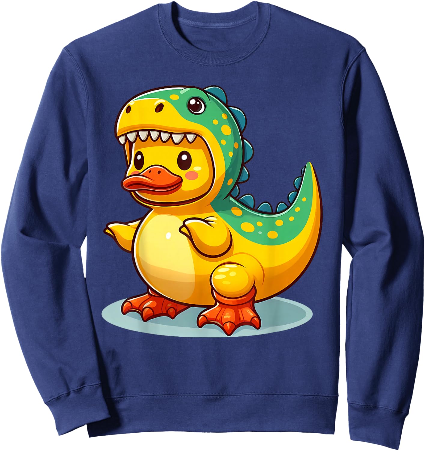 Dino Duck, Rubber Yellow Duck Dinosaur Sweatshirt - Sweatshirt | Navy