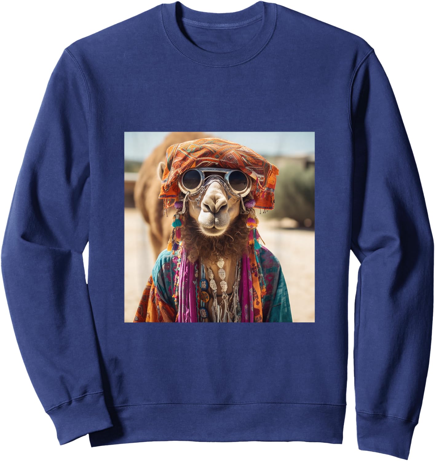 Boho Hippie Sunglasses Camel Sweatshirt - Sweatshirt | Navy