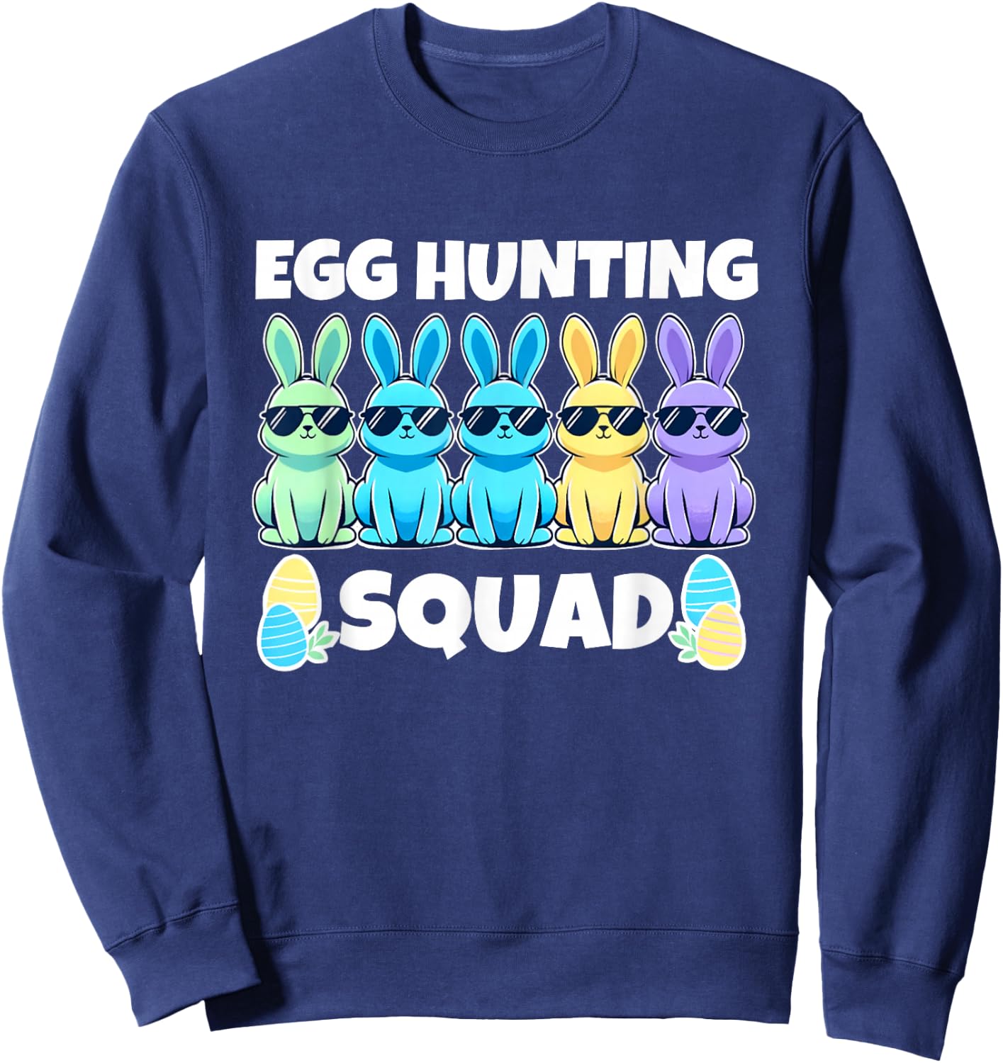 Easter Bunny Squad Humor Egg Hunting Day Sweatshirt - Sweatshirt | Navy