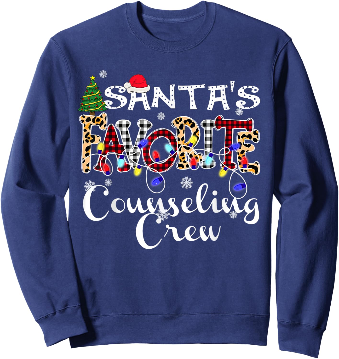 Merry Christmas Santa's Favorite Counseling Crew Sweatshirt - Sweatshirt | Navy