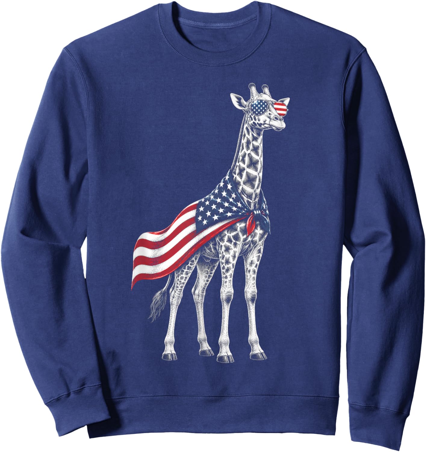Giraffe 4th of July US American Flag Patriotic Safari Animal Sweatshirt - Sweatshirt | Navy