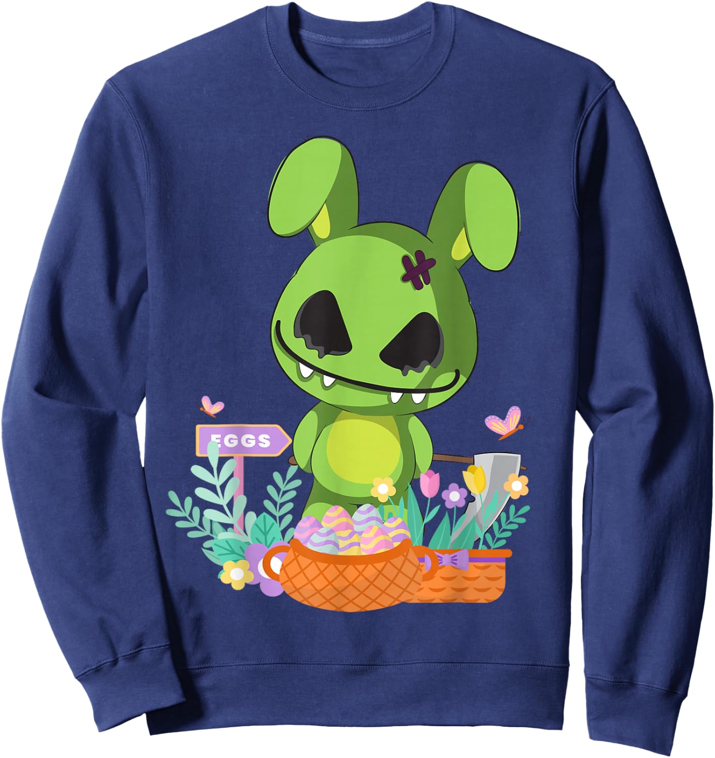 Funny goth zombie easter scary bunny dye easter eggs rabbit Sweatshirt - Sweatshirt | Navy