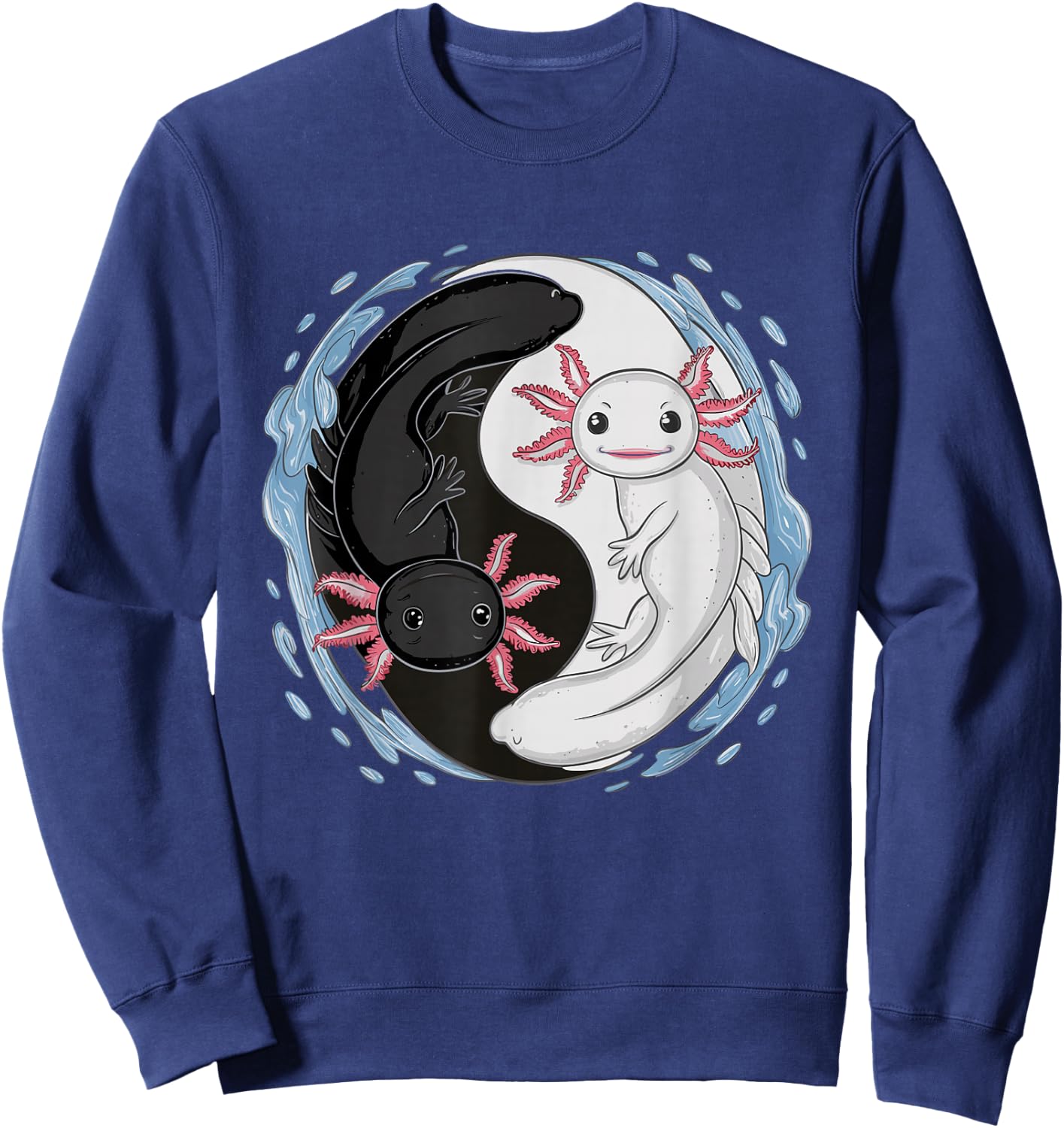 Cute Kawaii Axolotl Yin Yang Sweatshirt - Sweatshirt | Navy