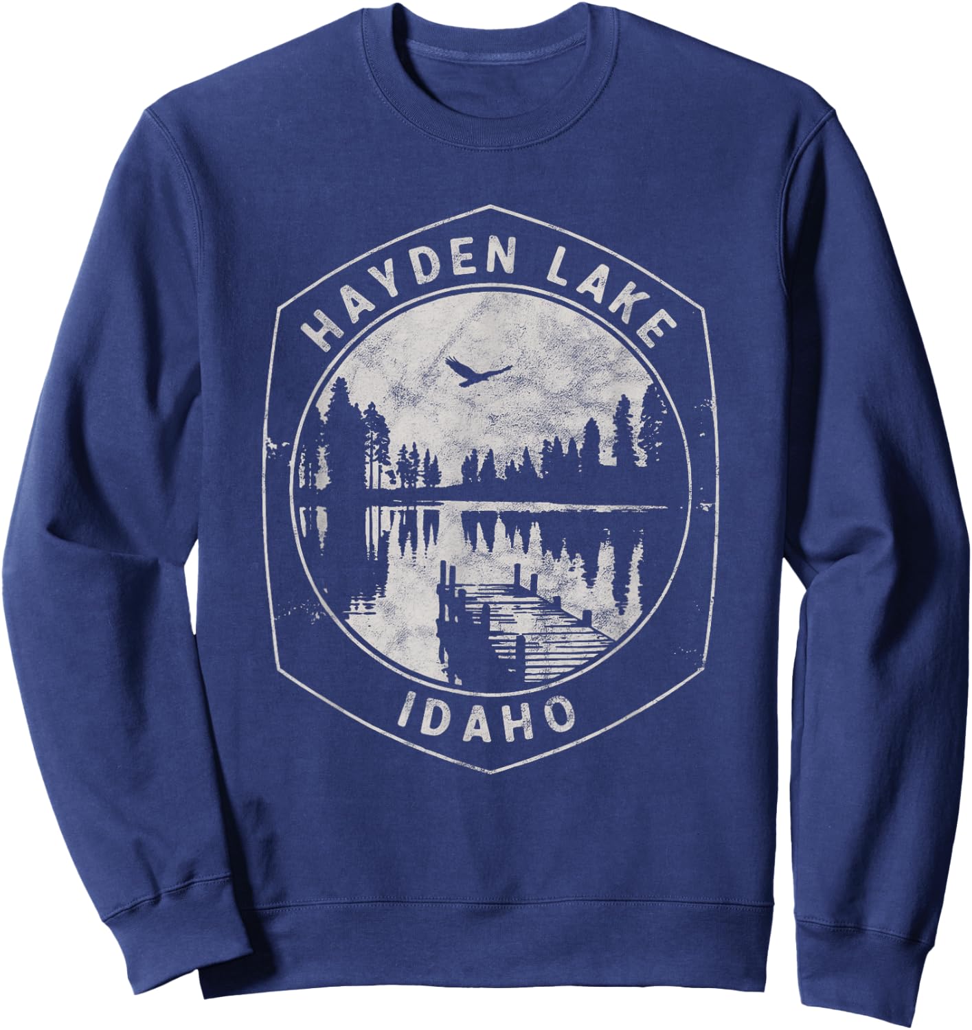 Vintage Hayden Lake Idaho Outdoors Vacation Sweatshirt - Sweatshirt | Navy