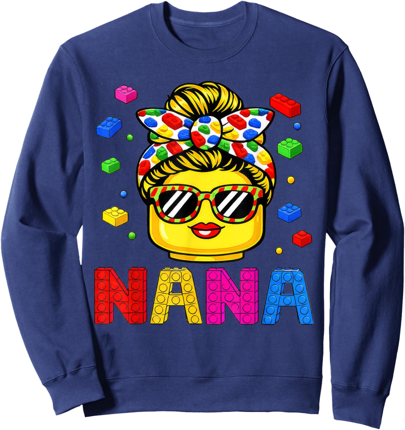 Family Nana Master Builder Building Bricks Blocks MothersDay Sweatshirt - Sweatshirt | Navy