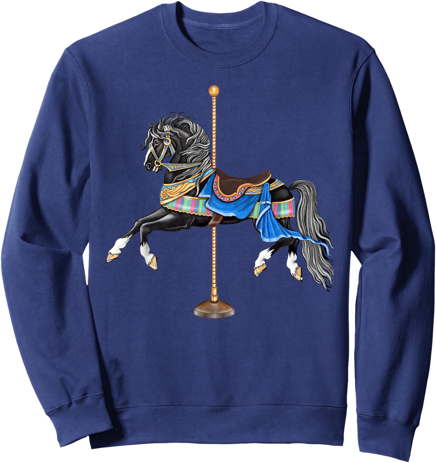 Black Stallion Carousel Horse Sweatshirt - Sweatshirt | Navy