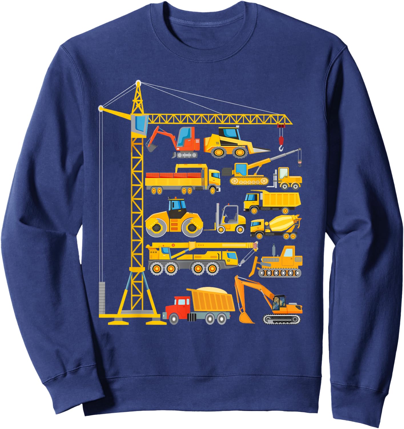 Construction vehicles, excavator, bulldozer for children, , black, s Sweatshirt - Sweatshirt | Navy