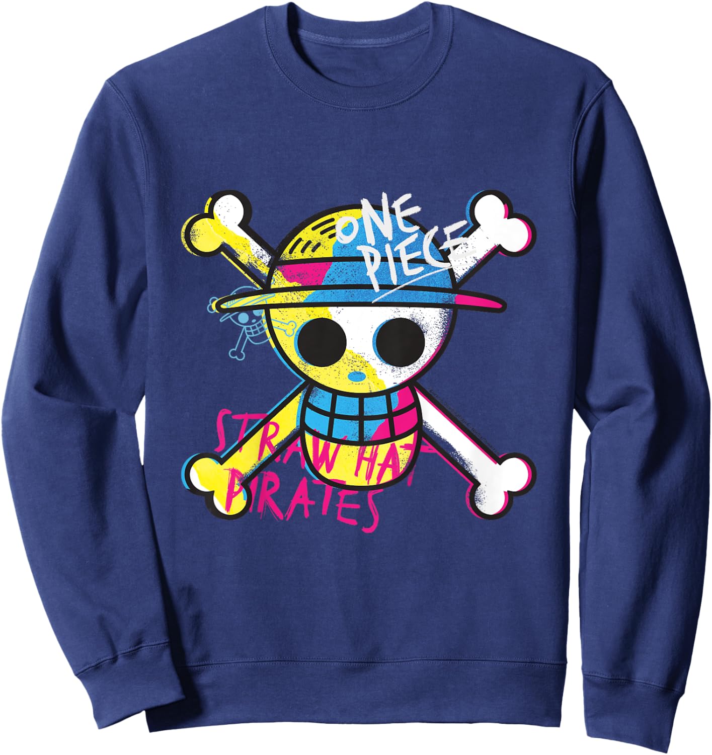 Kids One Piece Straw Hat Pirates Logo Colorful Monkey D Luffy Kids , Blue, 2 Sweatshirt - Sweatshirt | Navy