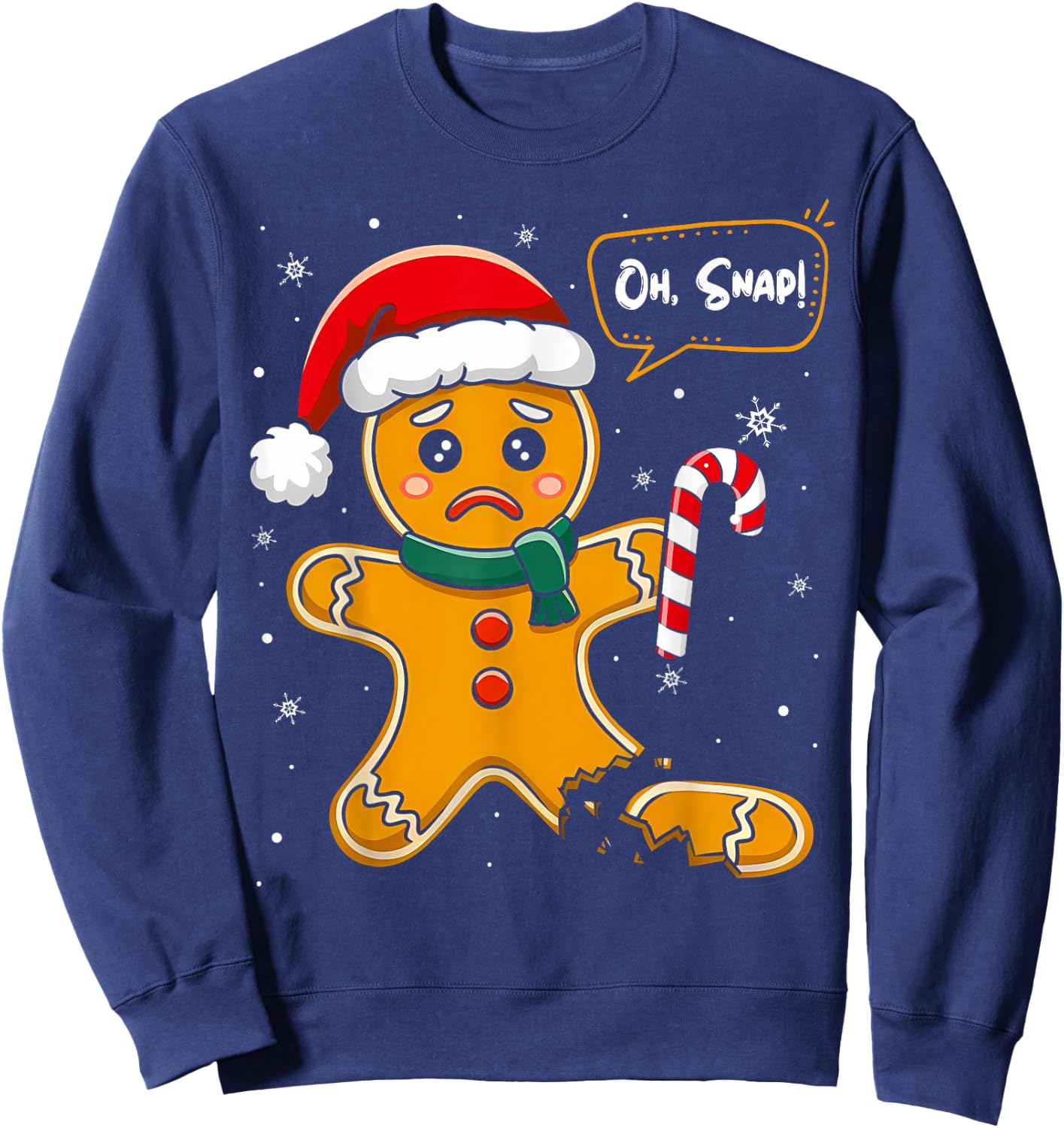 Funny Christmas Oh Snap Gingerbread Man Cookie X Mas PJs Sweatshirt - Sweatshirt | Navy