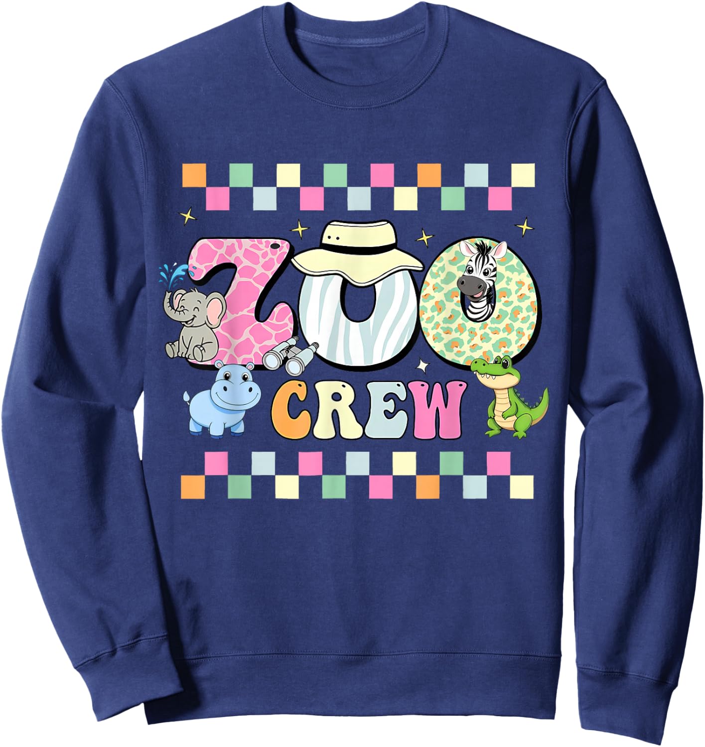 Zoo Crew Safari Wildlife Animal Zoo Keeper Matching Kids Sweatshirt - Sweatshirt | Navy