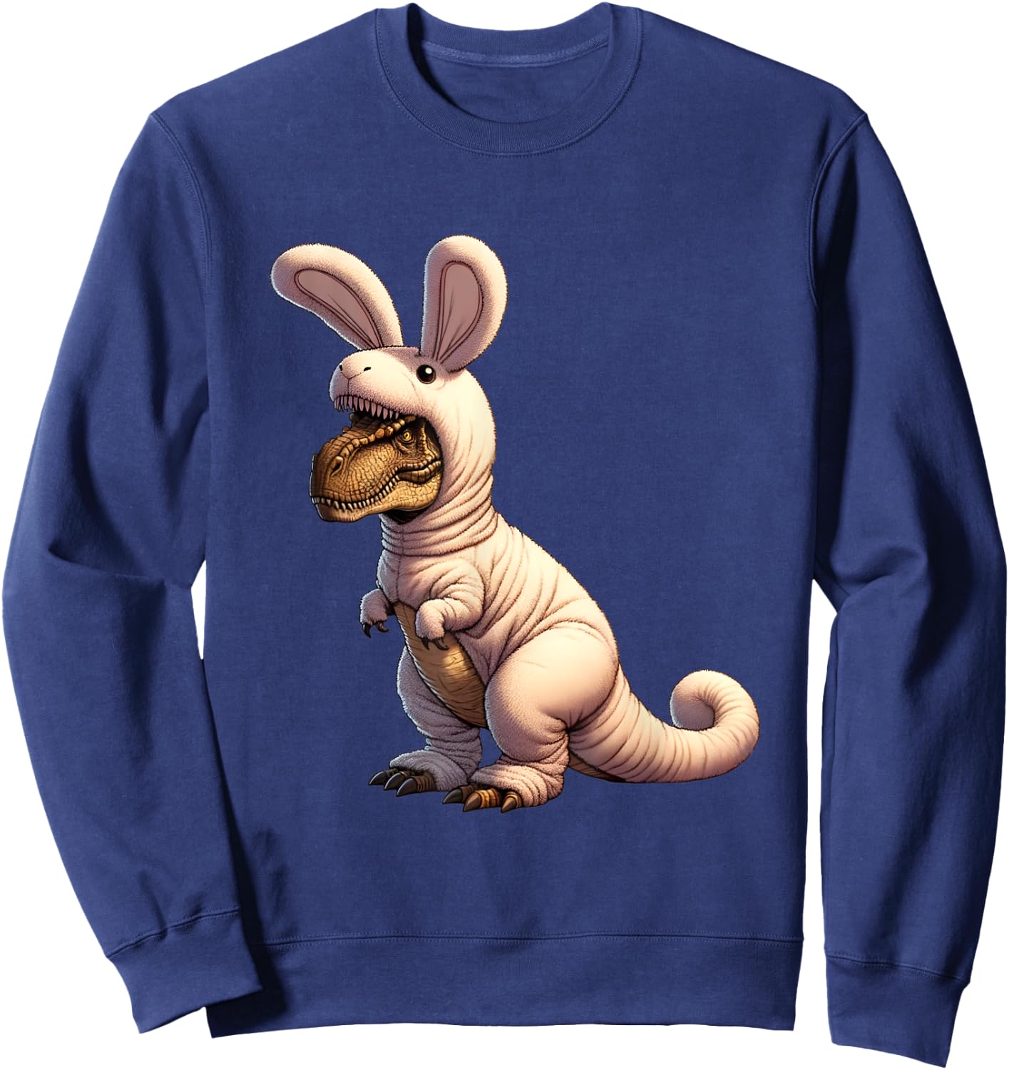 T-rex dinosaur in a bunny costume easter theme Sweatshirt - Sweatshirt | Navy