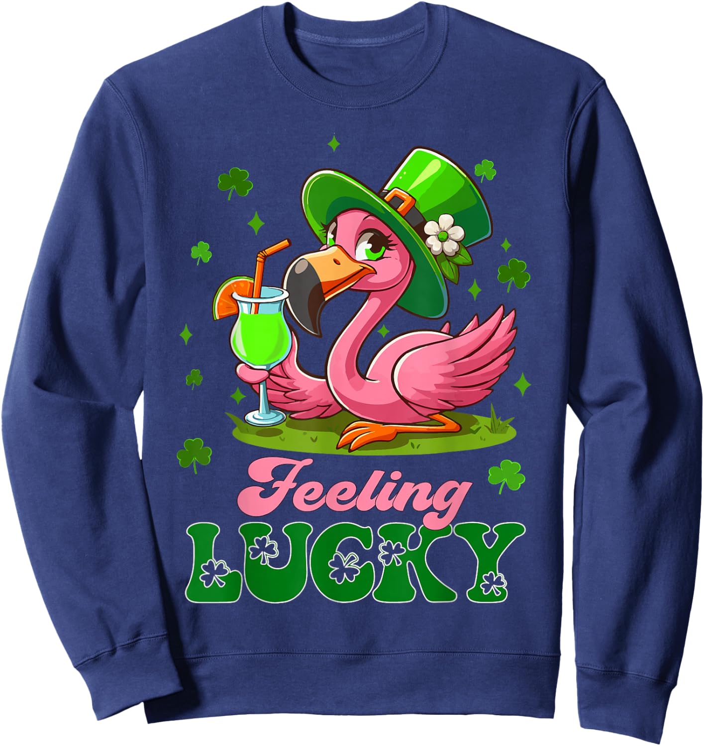 Irish Flamingo leprechaun St Patrick's Day Funny Flamingo Sweatshirt - Sweatshirt | Navy
