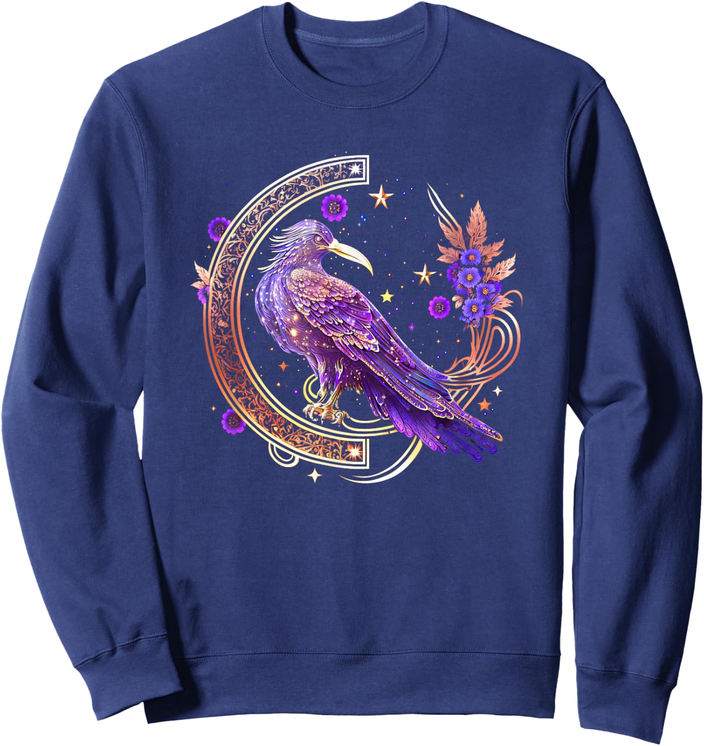 Mystical crow, raven birds, Nordic, Celtic, Wicca, Morrigan Sweatshirt - Sweatshirt | Navy
