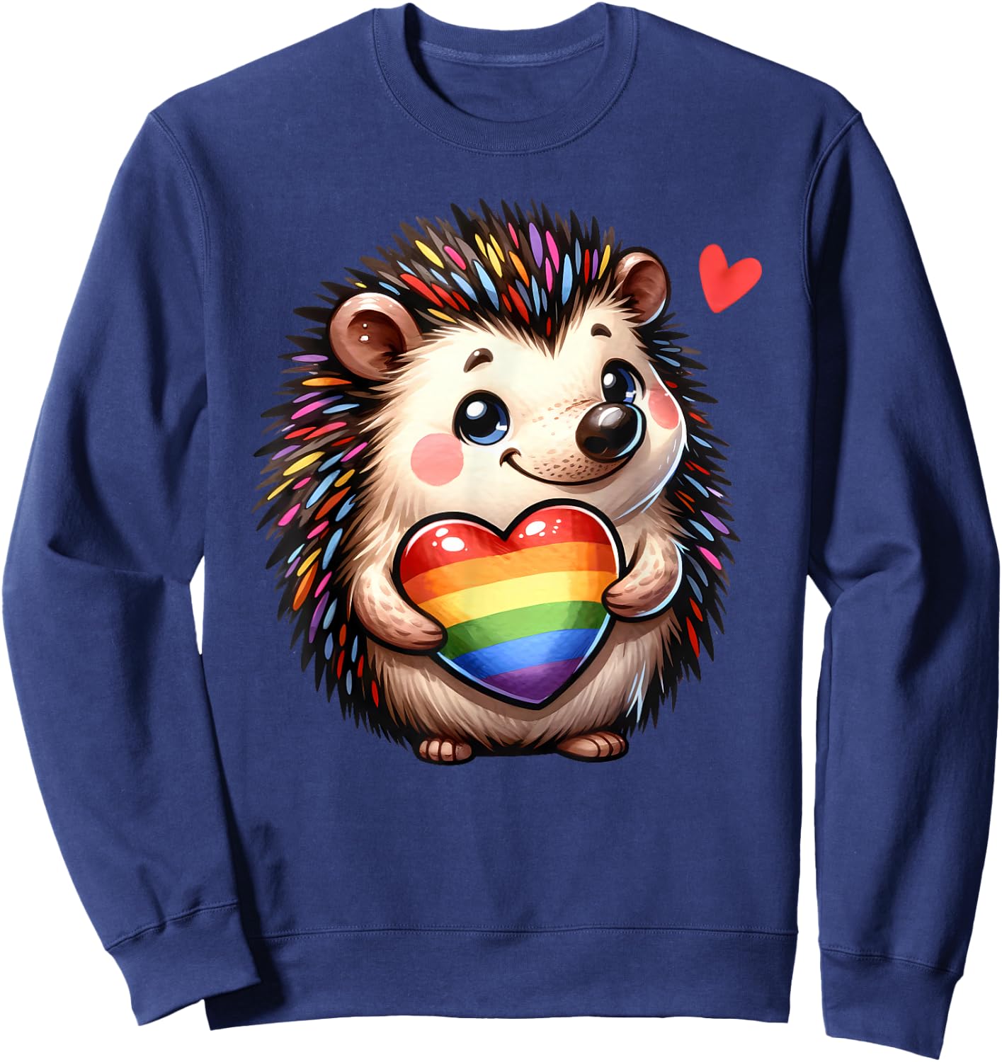 Gay Pride Hedgehog Heart Rainbow Flag LGBT Women Girls Kids Sweatshirt - Sweatshirt | Navy