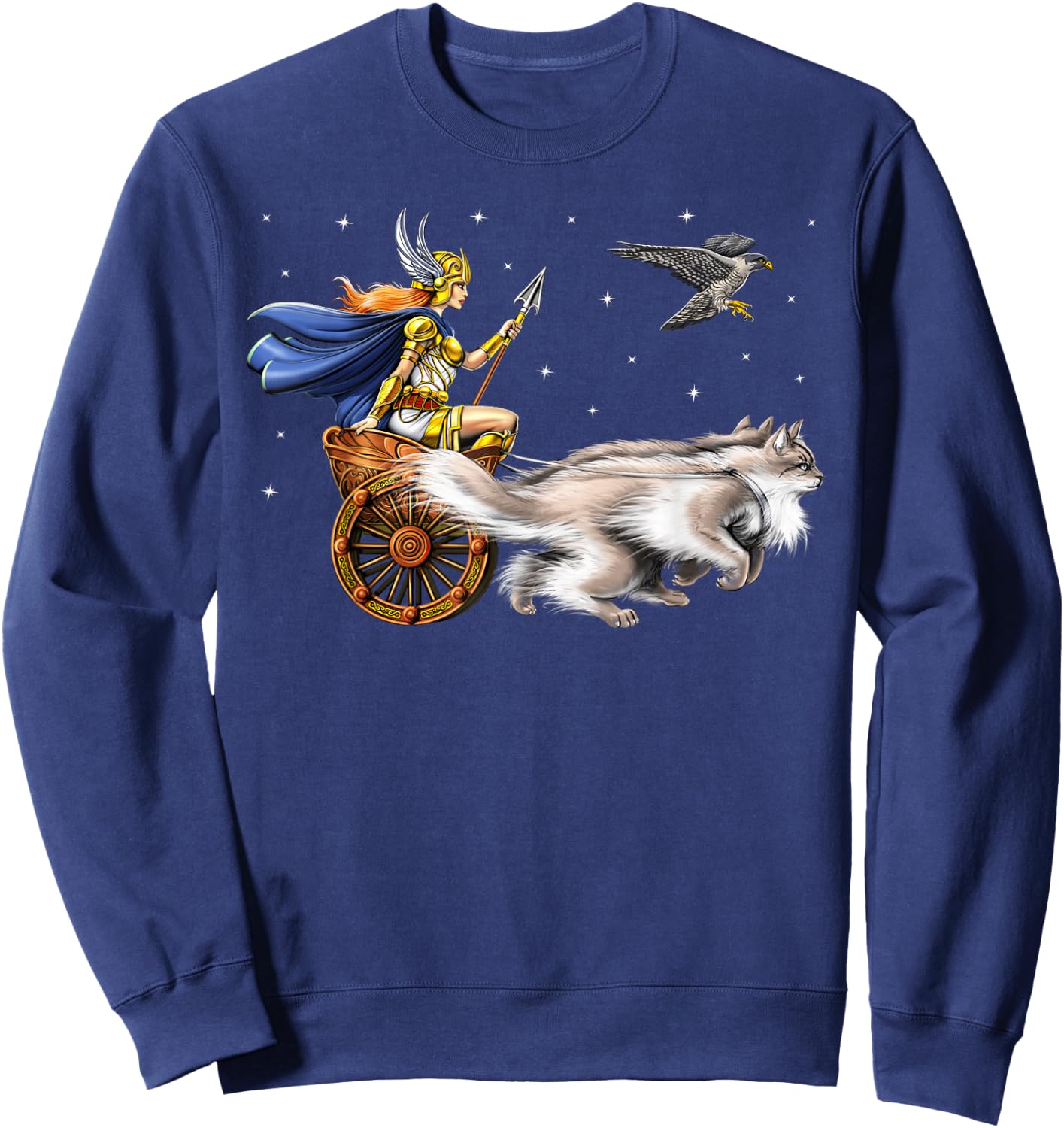 Freya Norse Mythology Goddess Viking Warrior Pagan Sweatshirt - Sweatshirt | Navy