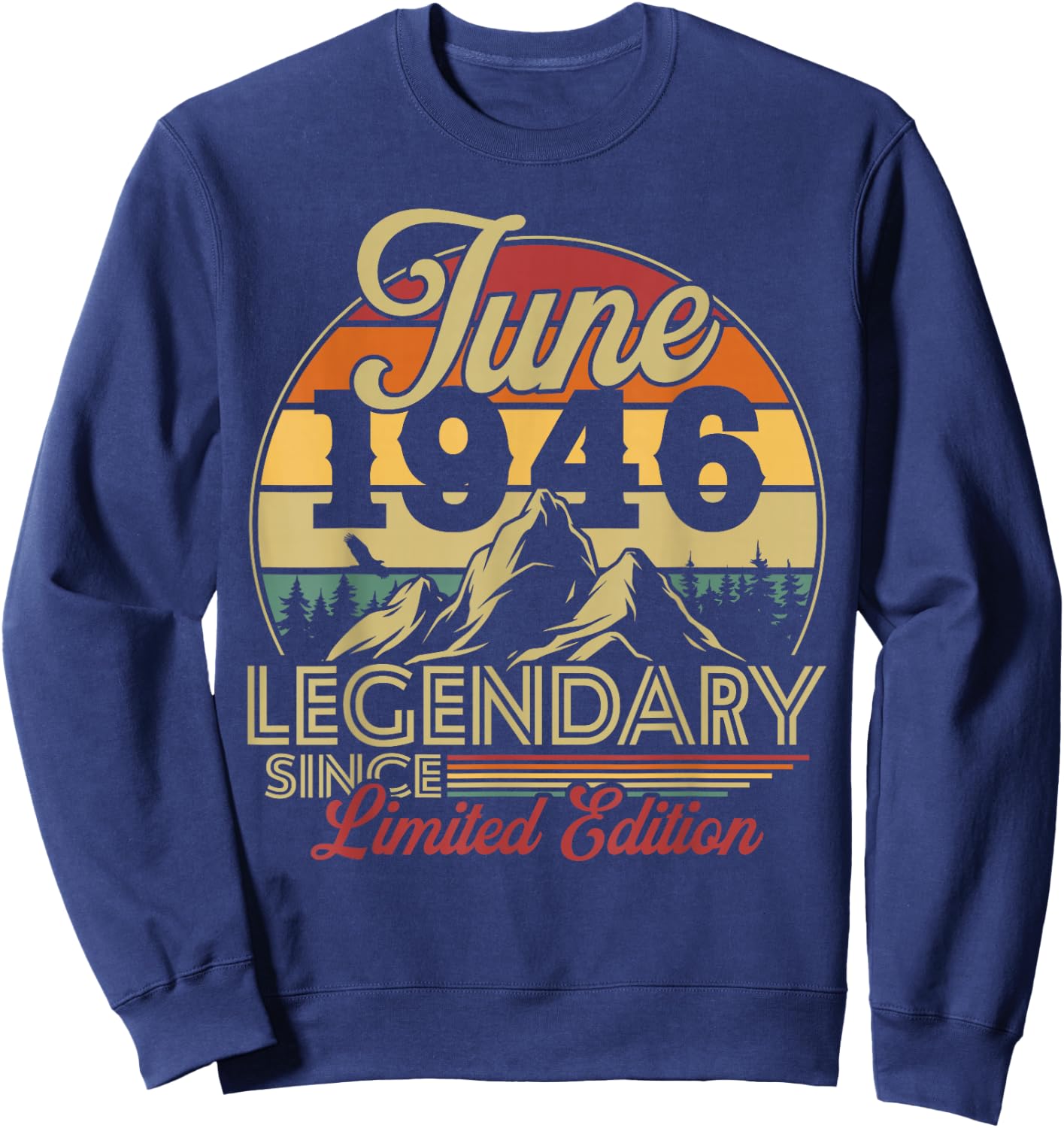 Vintage Cadeau d'anniversaire 80 Ans pour Né en Juin 1946 Sweatshirt - Sweatshirt | Navy