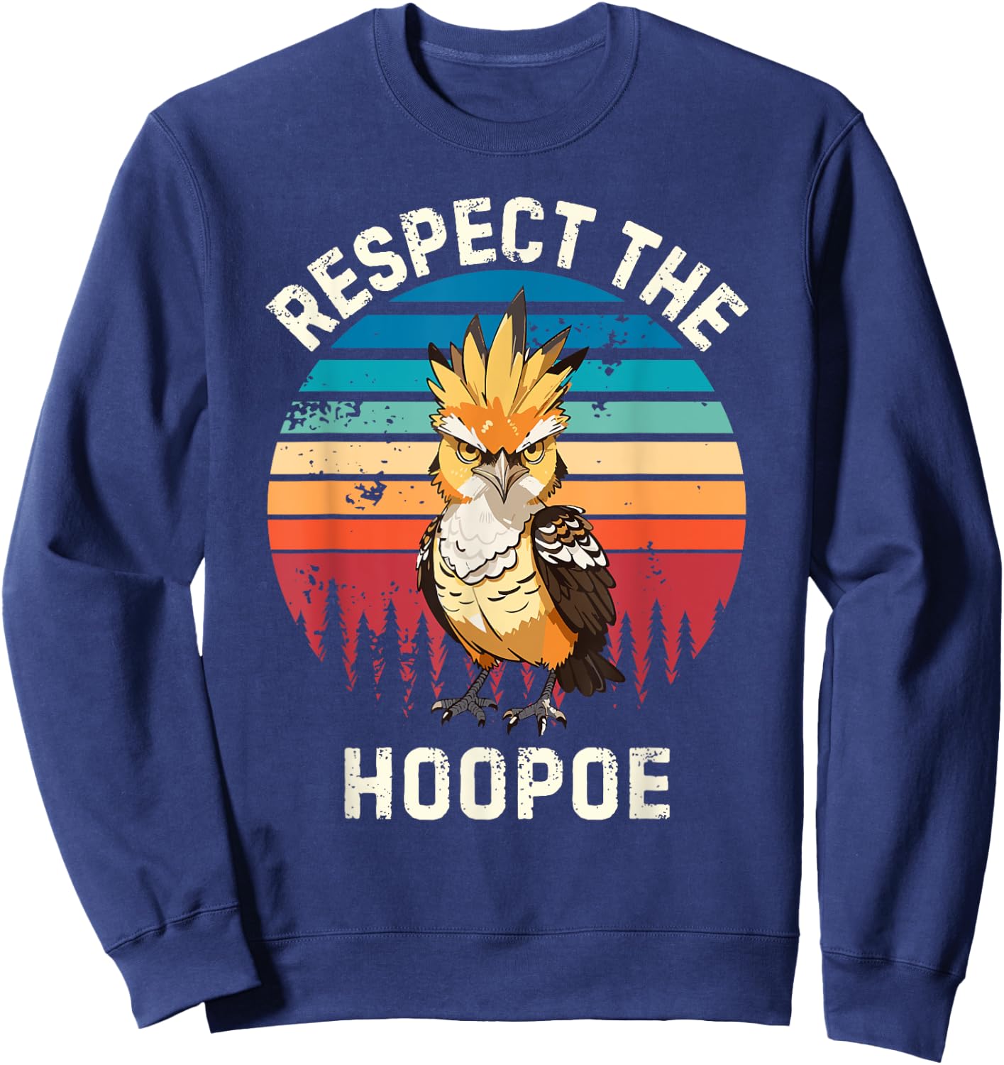 Retro Respect The Hoopoe Bird Vintage Hoopoe Bird Lover , Black, S Sweatshirt - Sweatshirt | Navy
