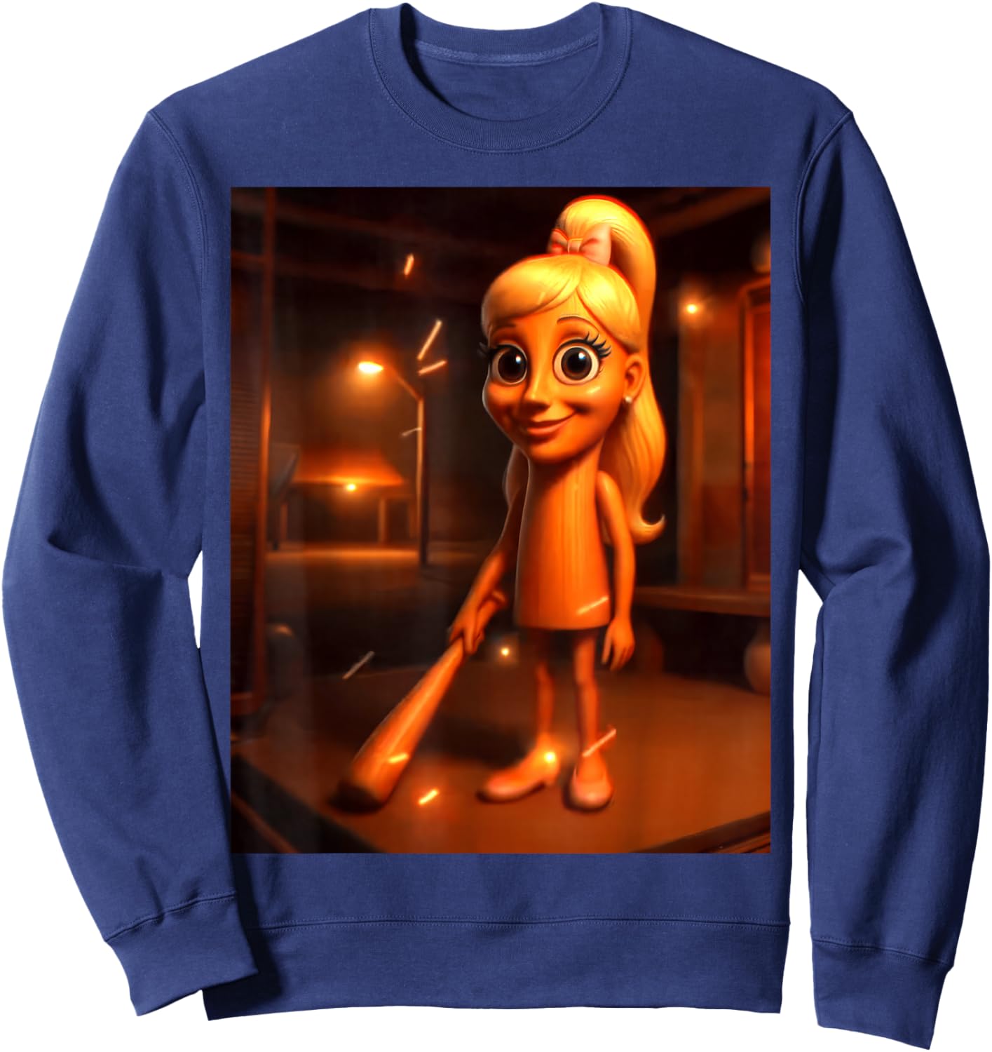 Tung Tung Tung sahura Funny Female Tung sahur Girl brainrot Sweatshirt - Sweatshirt | Navy
