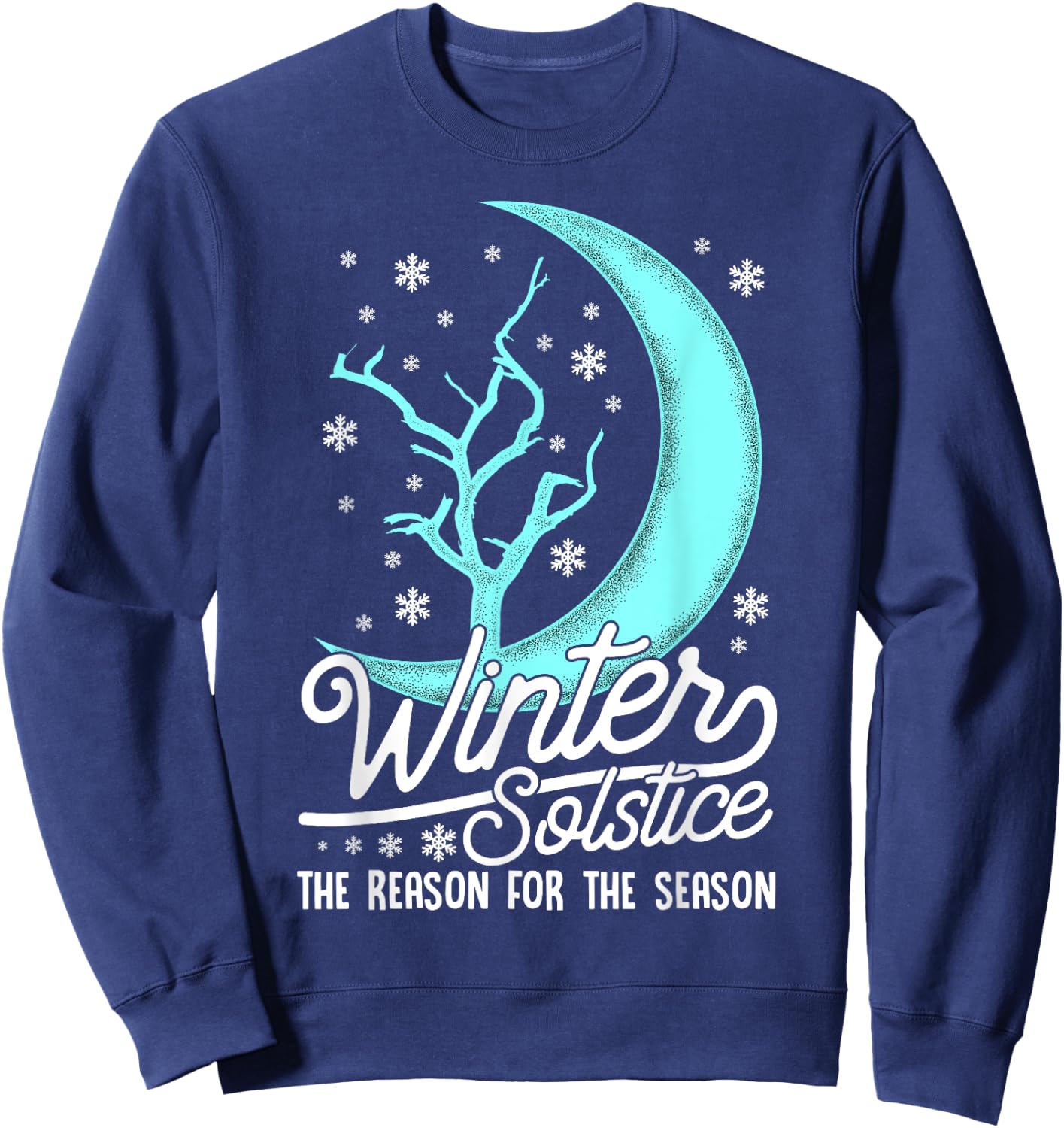 Winter Solstice Solar Event Half Way Thru Winter Snow & Moon Sweatshirt - Sweatshirt | Navy
