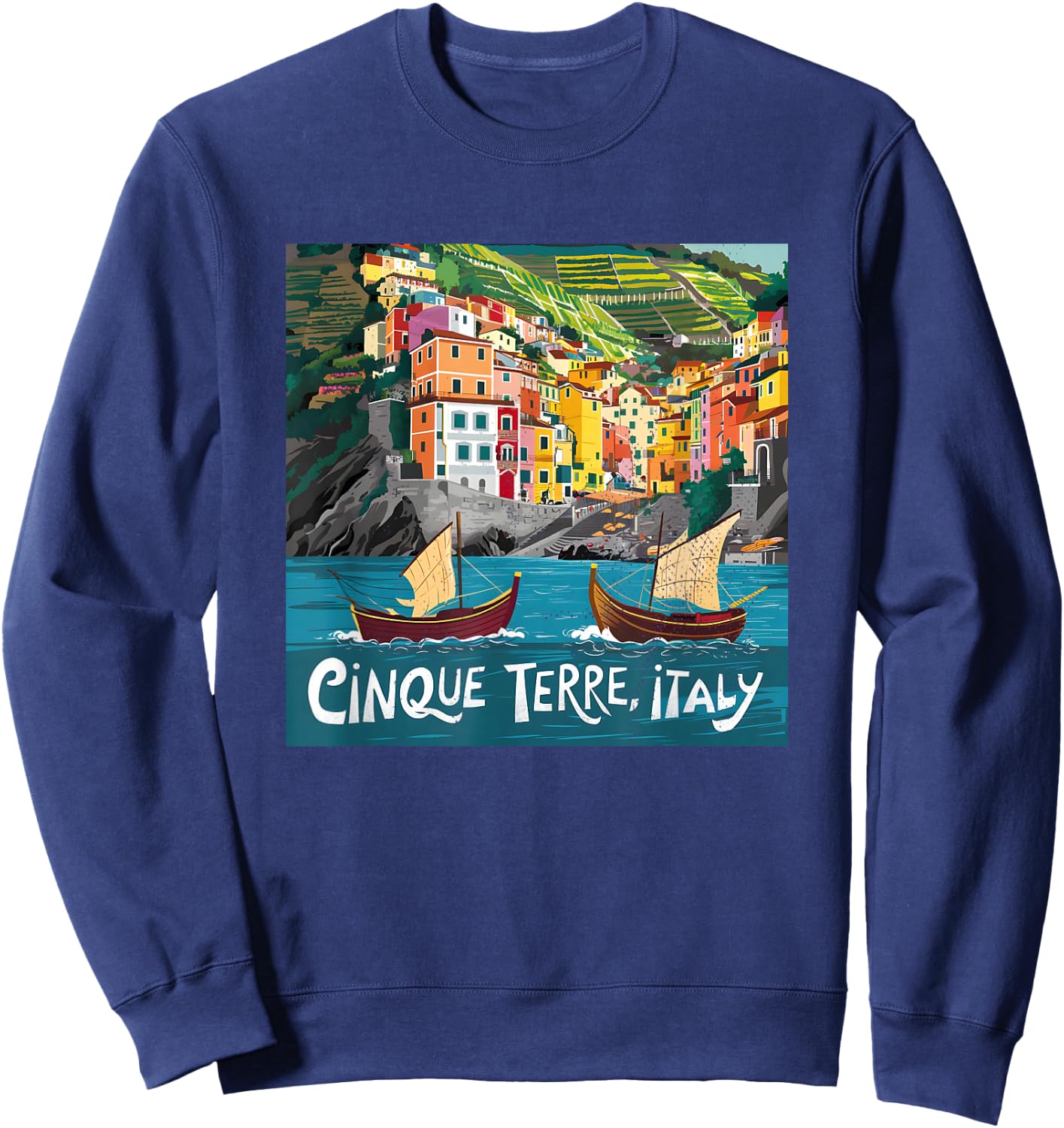 Cinque Terre Italy , Black, S Sweatshirt - Sweatshirt | Navy