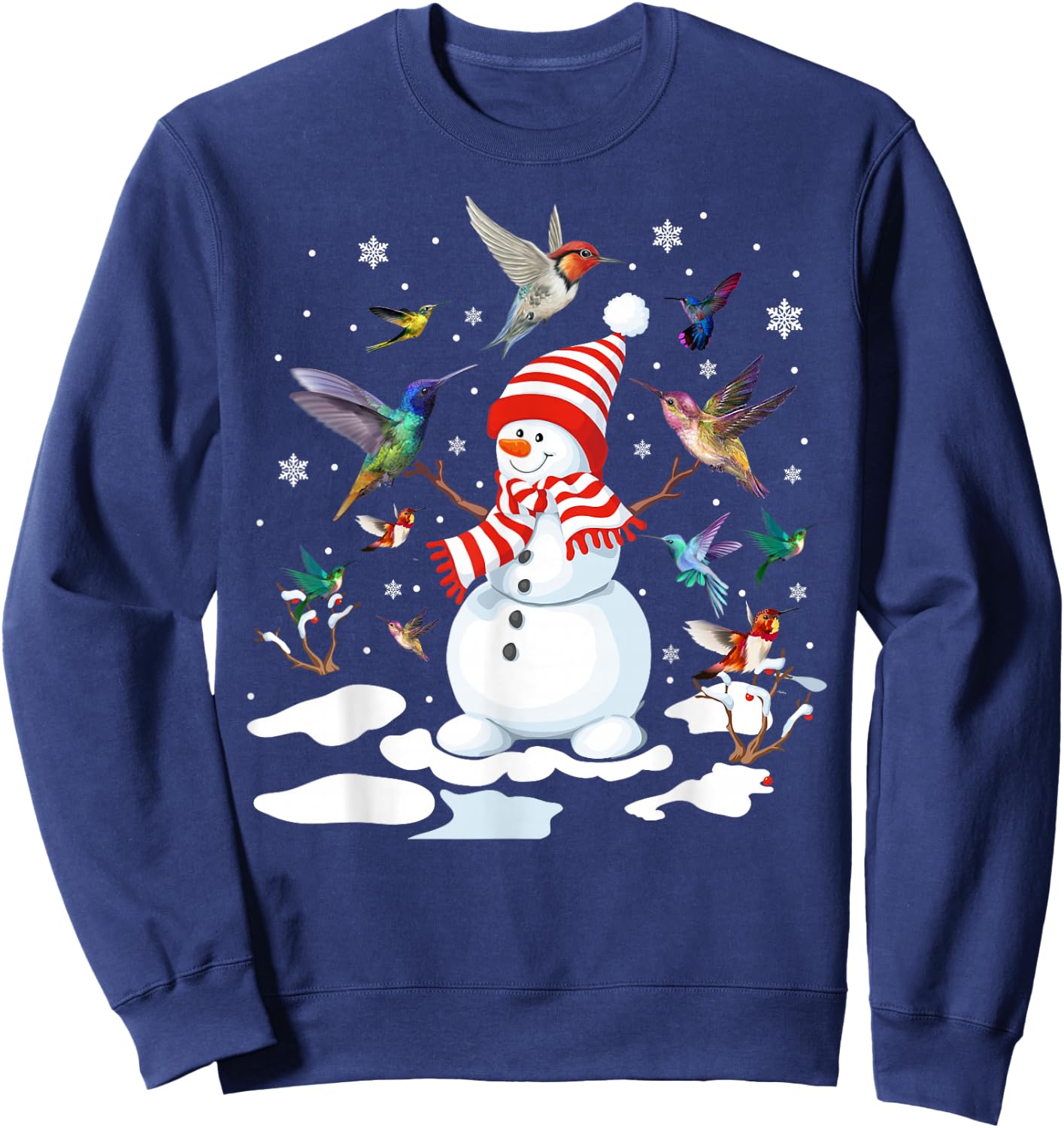 Hummingbirds Snowman Funny Christmas Animal Bird Lovers Sweatshirt - Sweatshirt | Navy