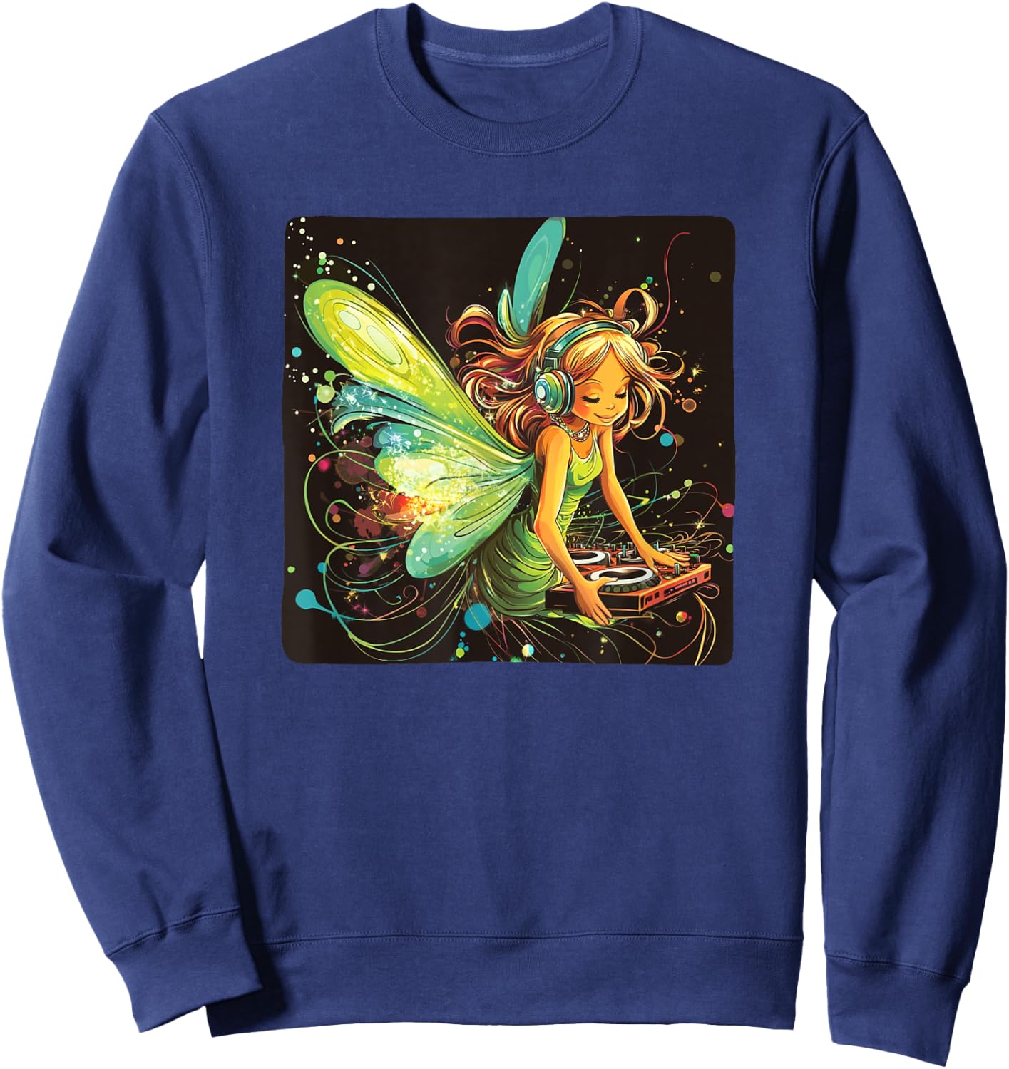 Fée vibrante avec cabine DJ pour les fêtes et les fans de célébration Sweatshirt - Sweatshirt | Navy