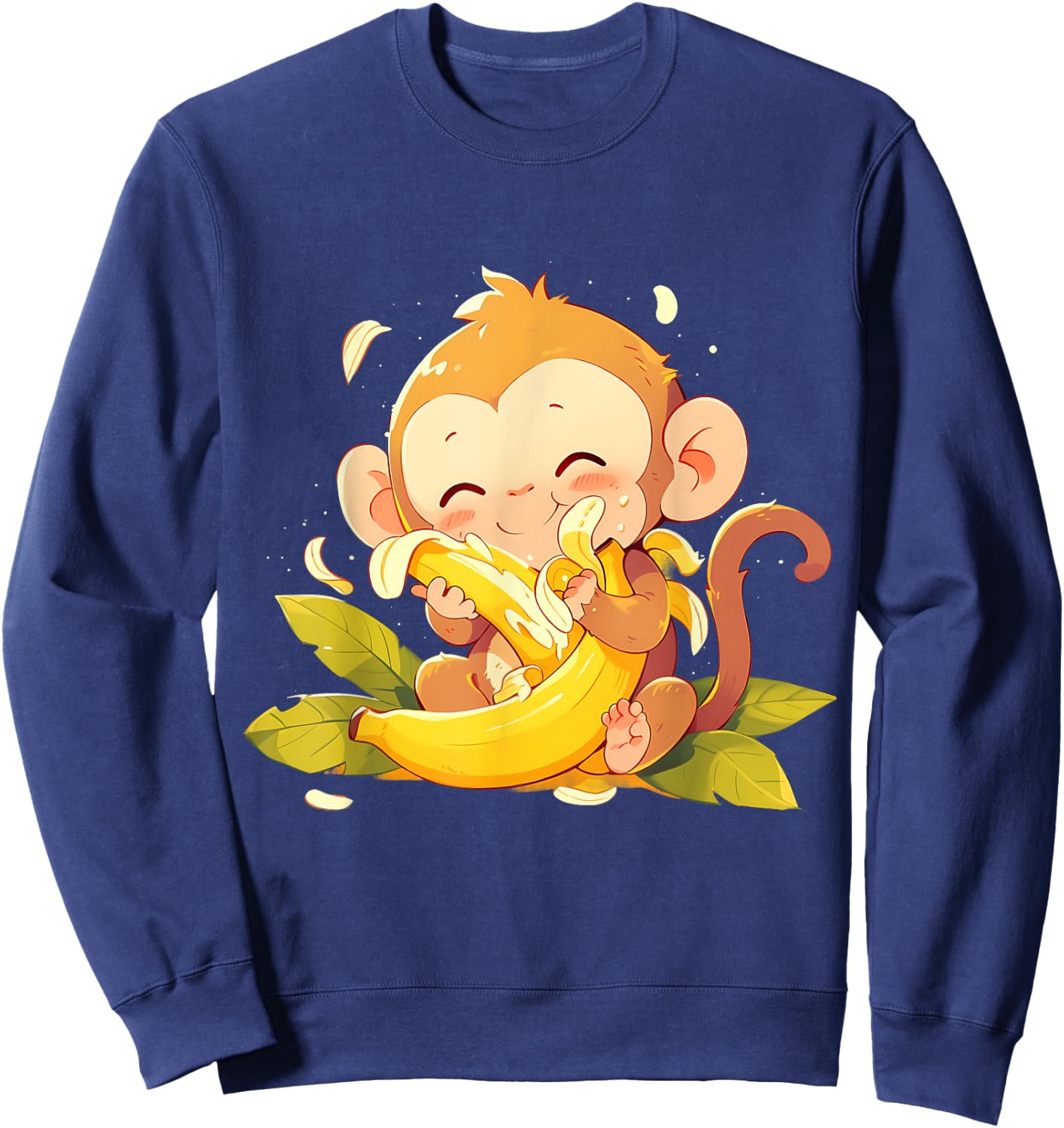 Banana Monkey Colourful Artwork Drawing Cute Monkey Sweatshirt - Sweatshirt | Navy
