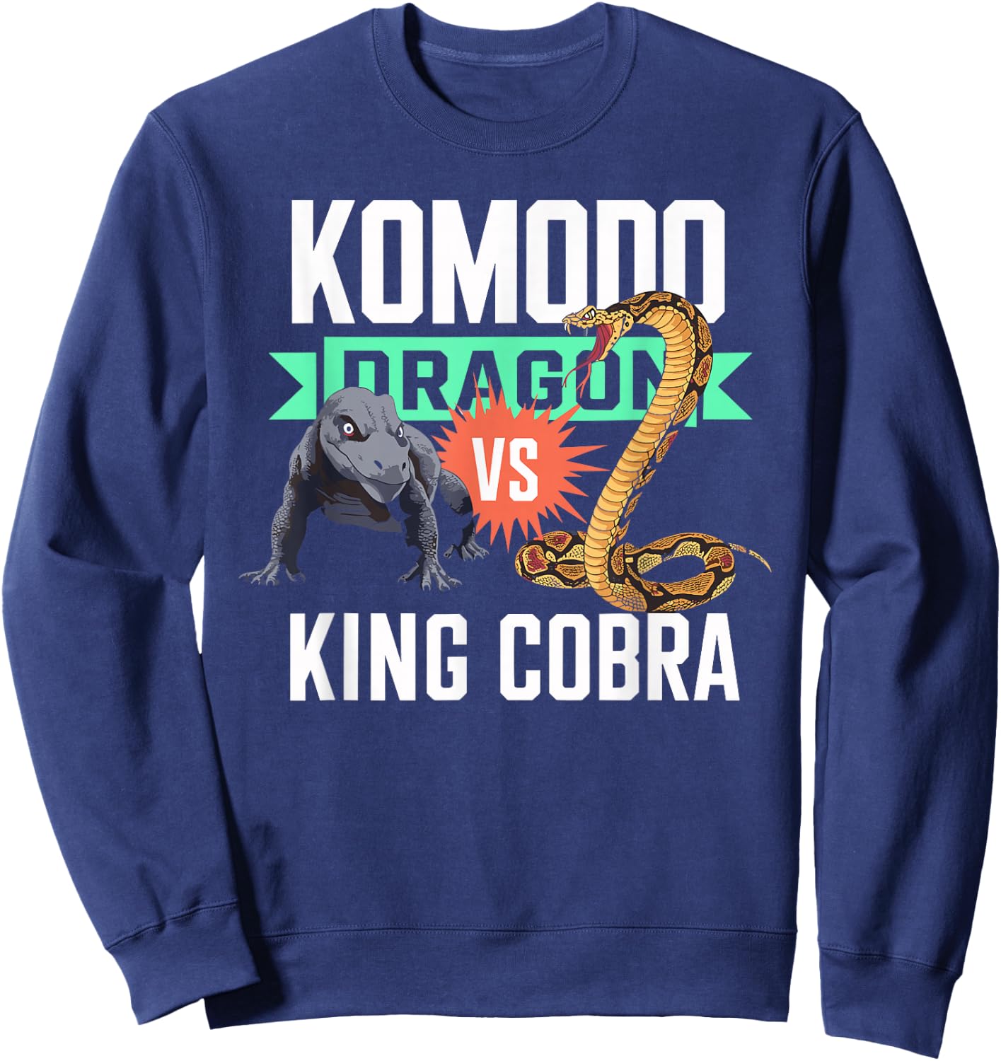 Komodo Dragon VS King Cobra Shirt Komodo Dragon Shirt Kids Sweatshirt - Sweatshirt | Navy