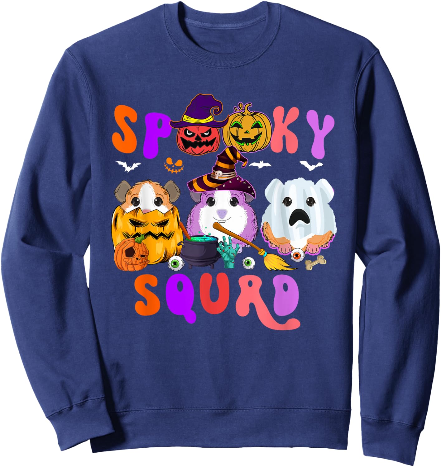 Spooky Squad Three Halloween Guinea Pigs As Witch Boo Sweatshirt - Sweatshirt | Navy