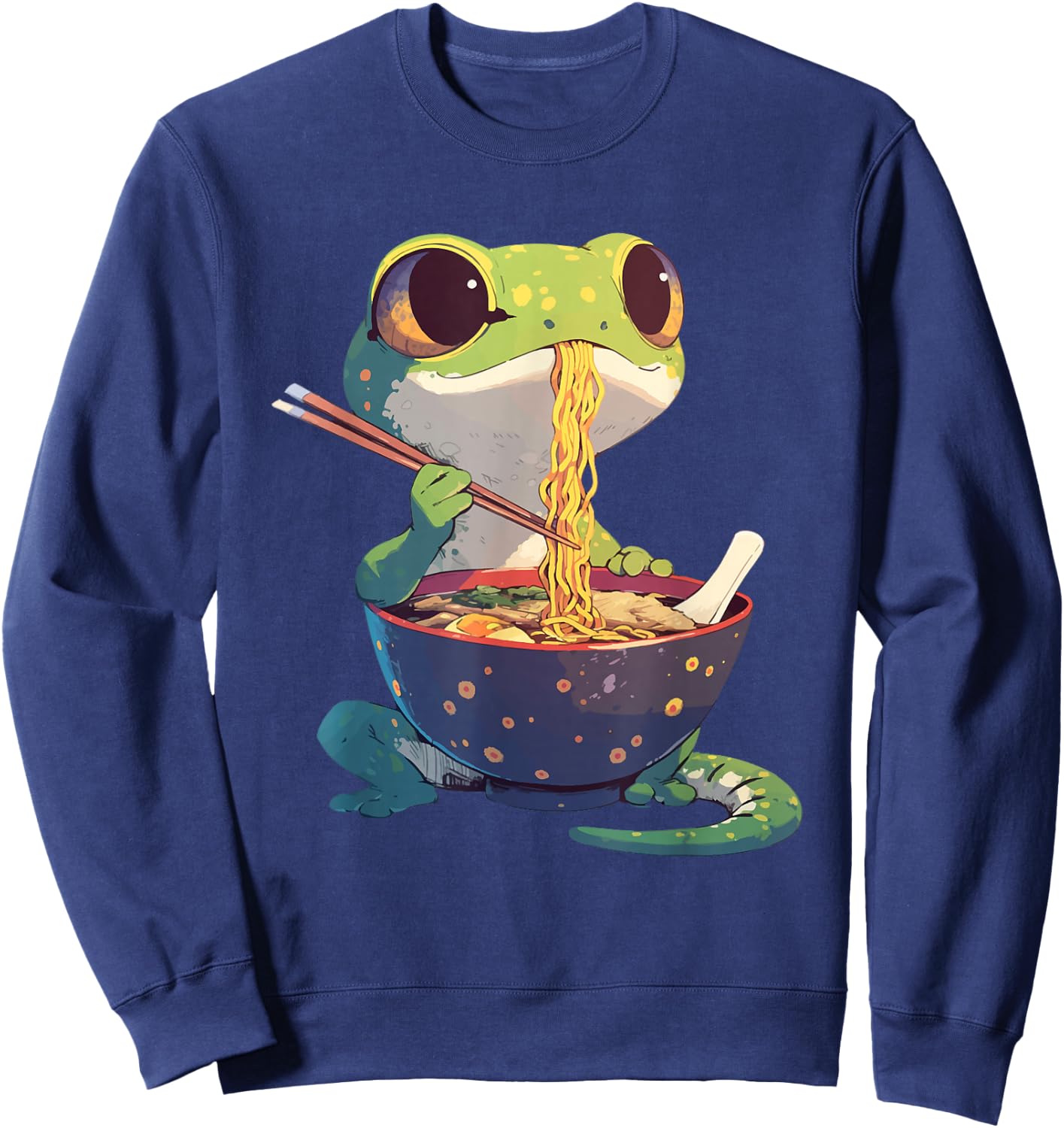 Gecko Eating Ramen Noodles Japanese Food Lizards Sweatshirt - Sweatshirt | Navy