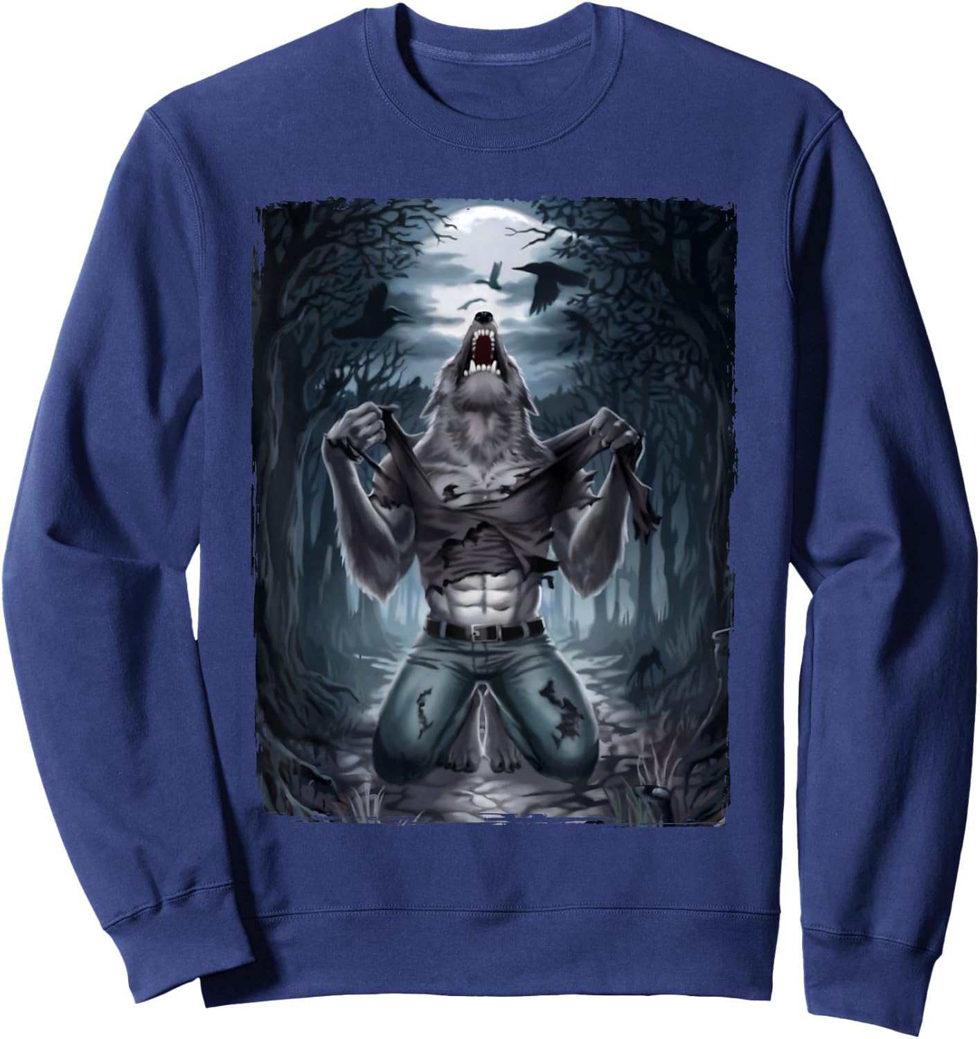 Funny Alpha Meme Werewolf Ripping Sweatshirt - Sweatshirt | Navy
