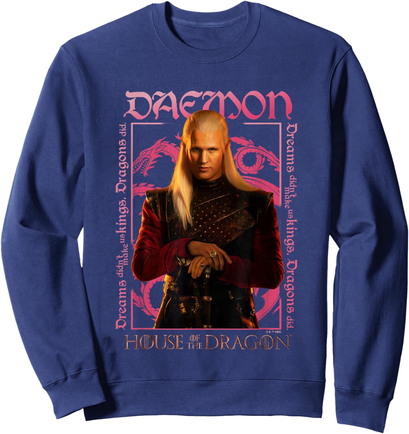 House of the Dragon Daemon Targaryen Fire And Blood Poster Sweatshirt - Sweatshirt | Navy